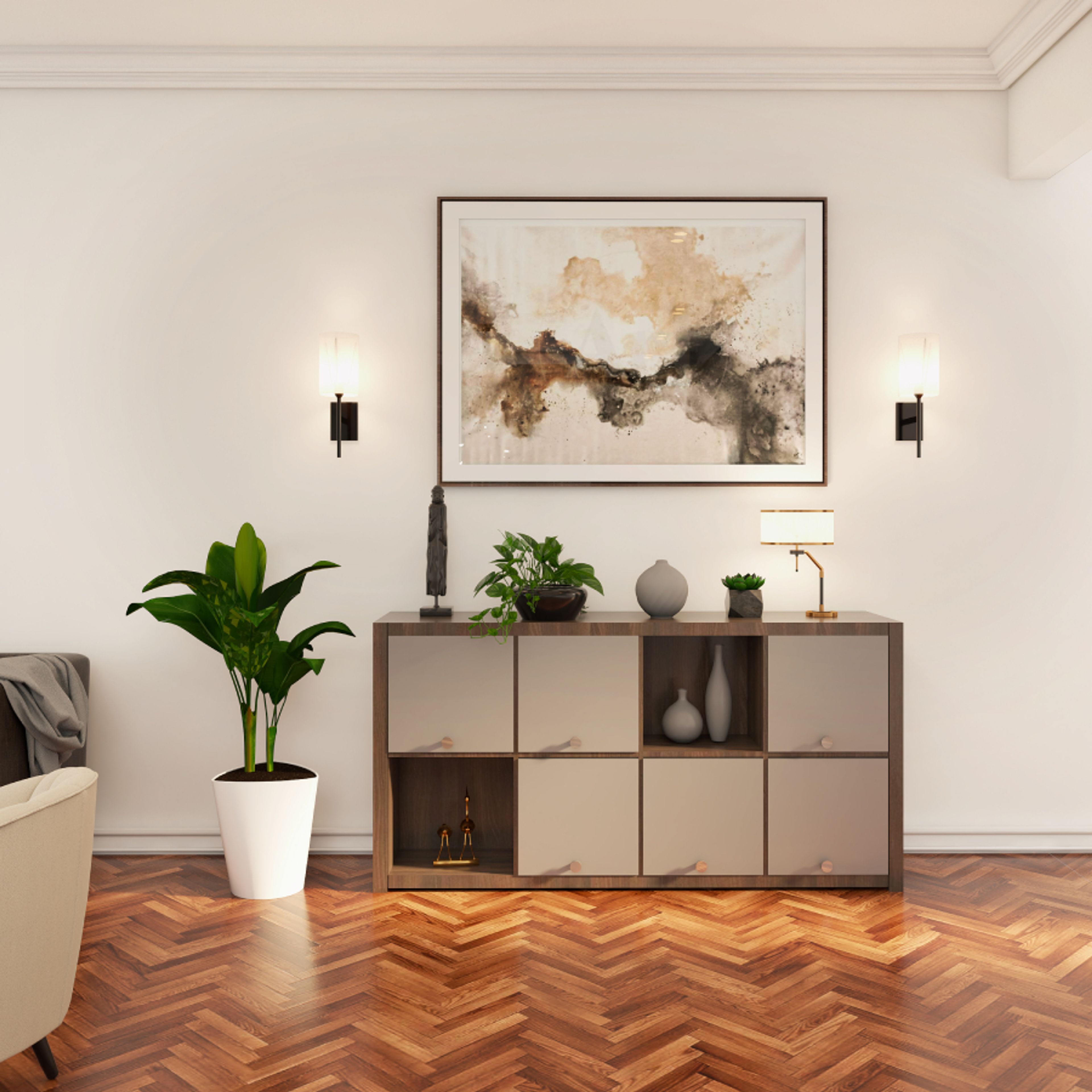 Herringbone Patterned Floor Tiles Design