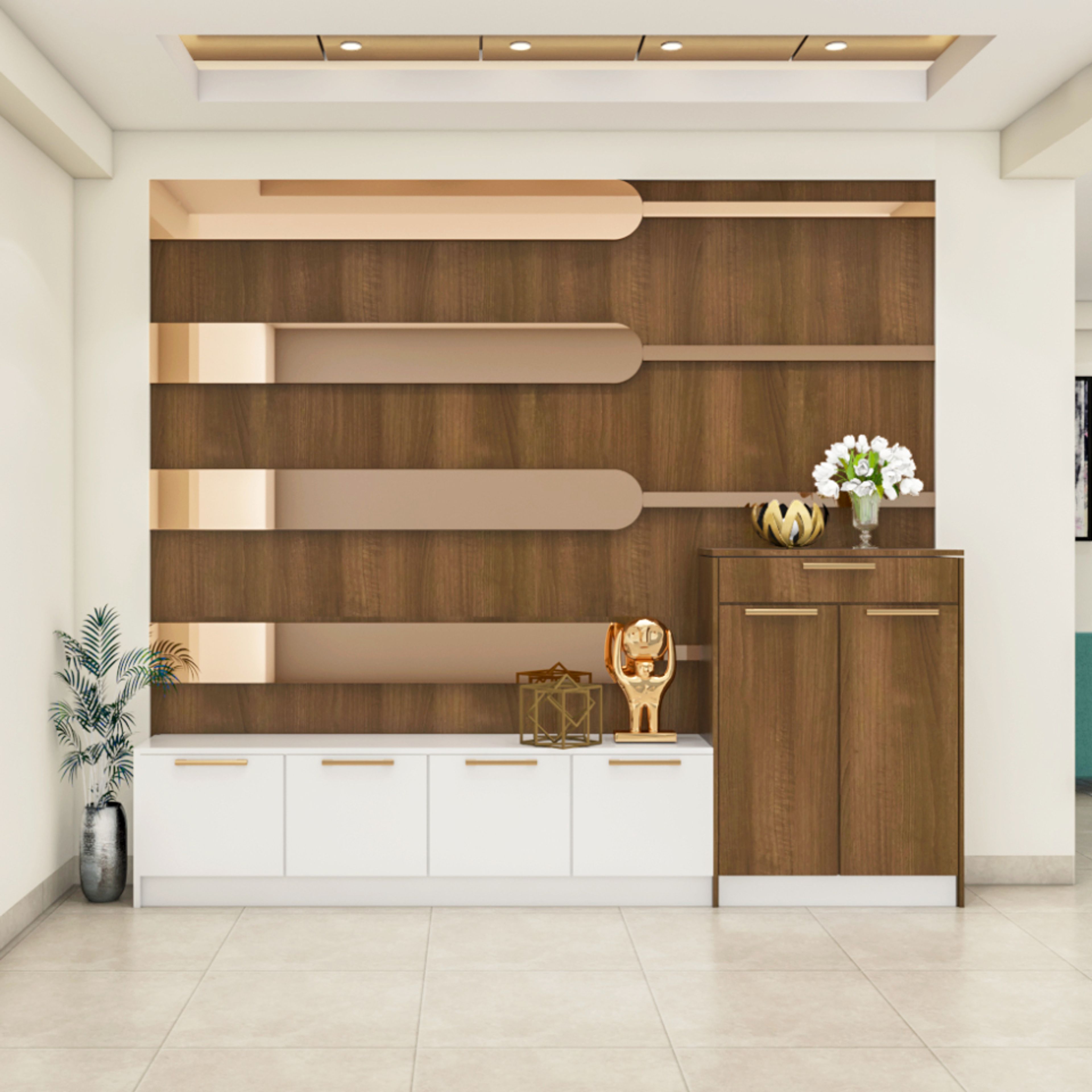 Glossy Cream Floor Tiles Design