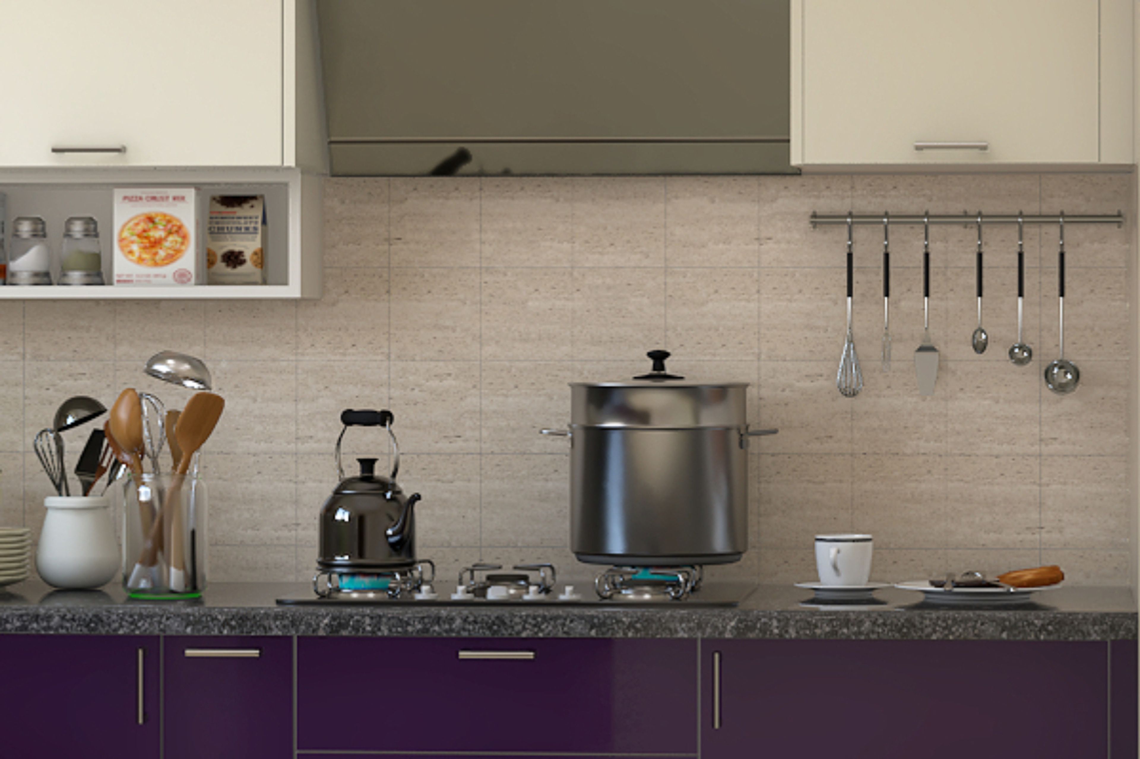 Cream-Coloured Ceramic Kitchen Tiles Design With A Glossy Finish