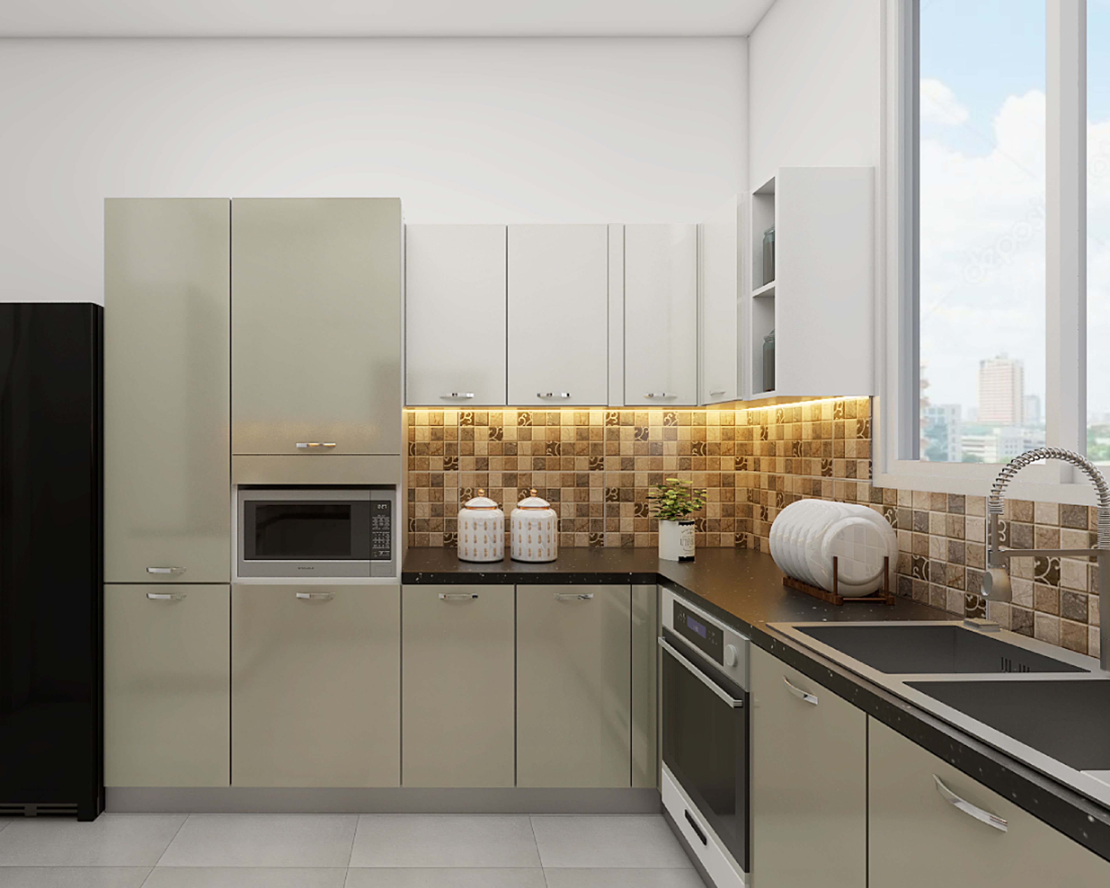 Brown Ceramic Kitchen Tiles Design