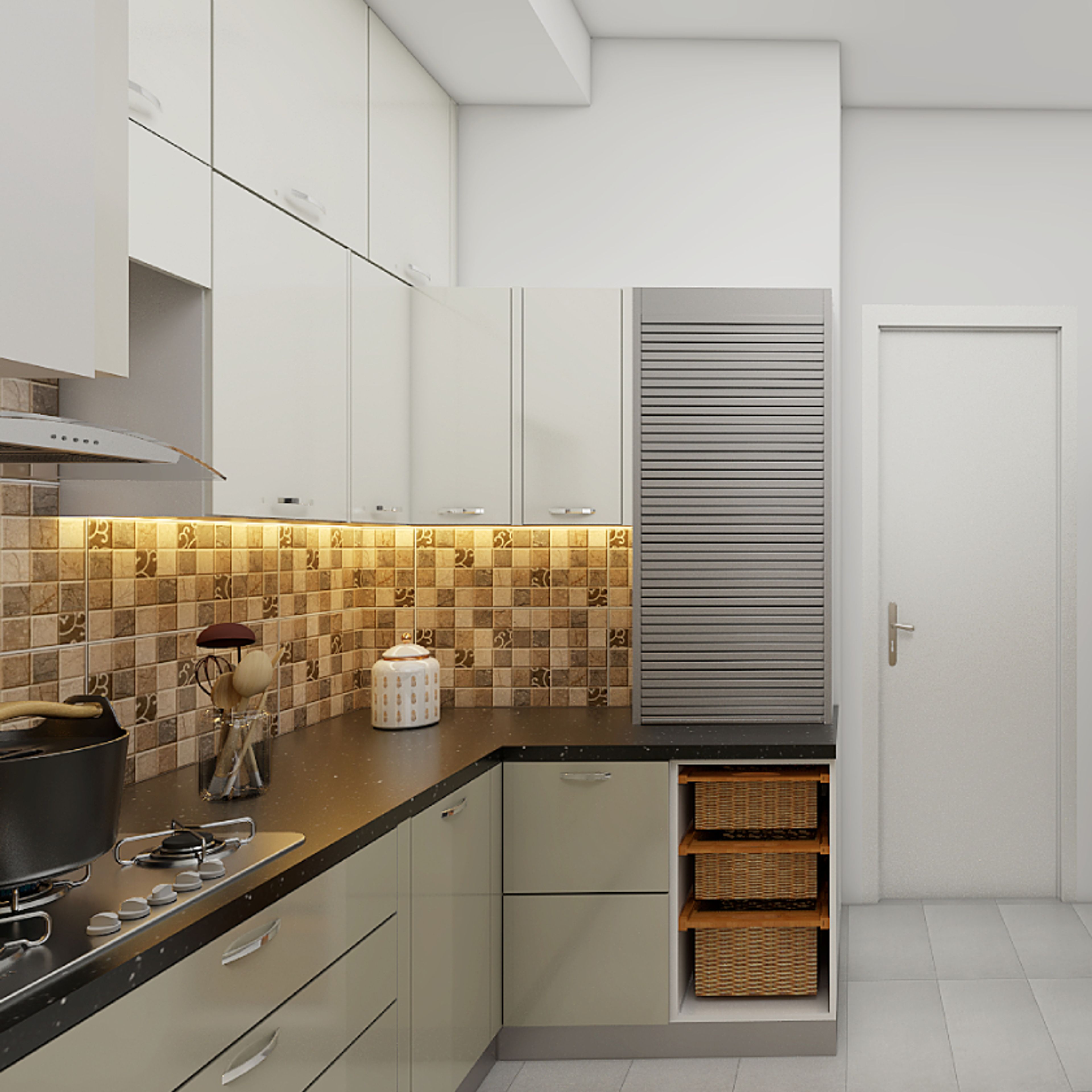 Brown Ceramic Kitchen Tiles Design