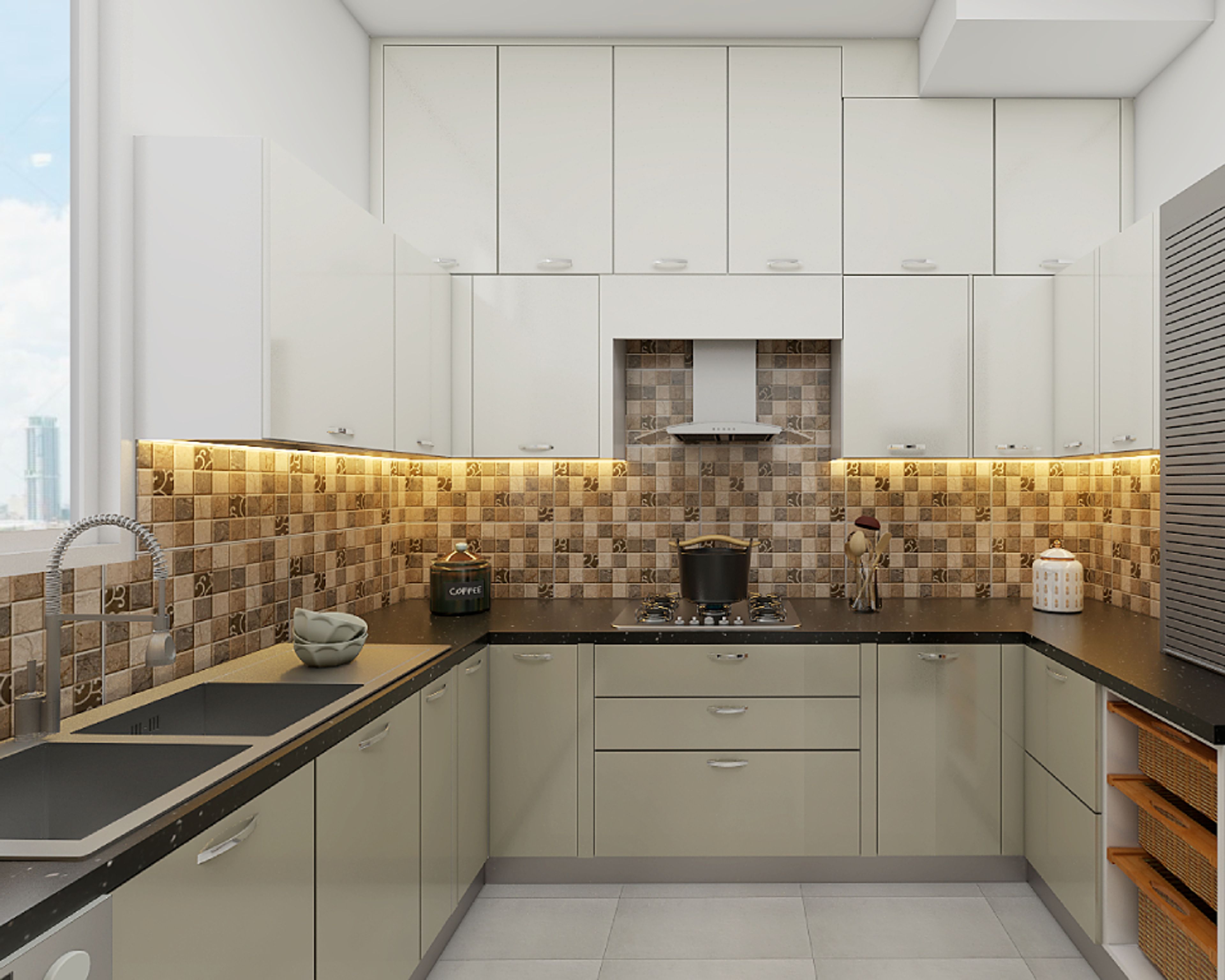 Brown Ceramic Kitchen Tiles Design