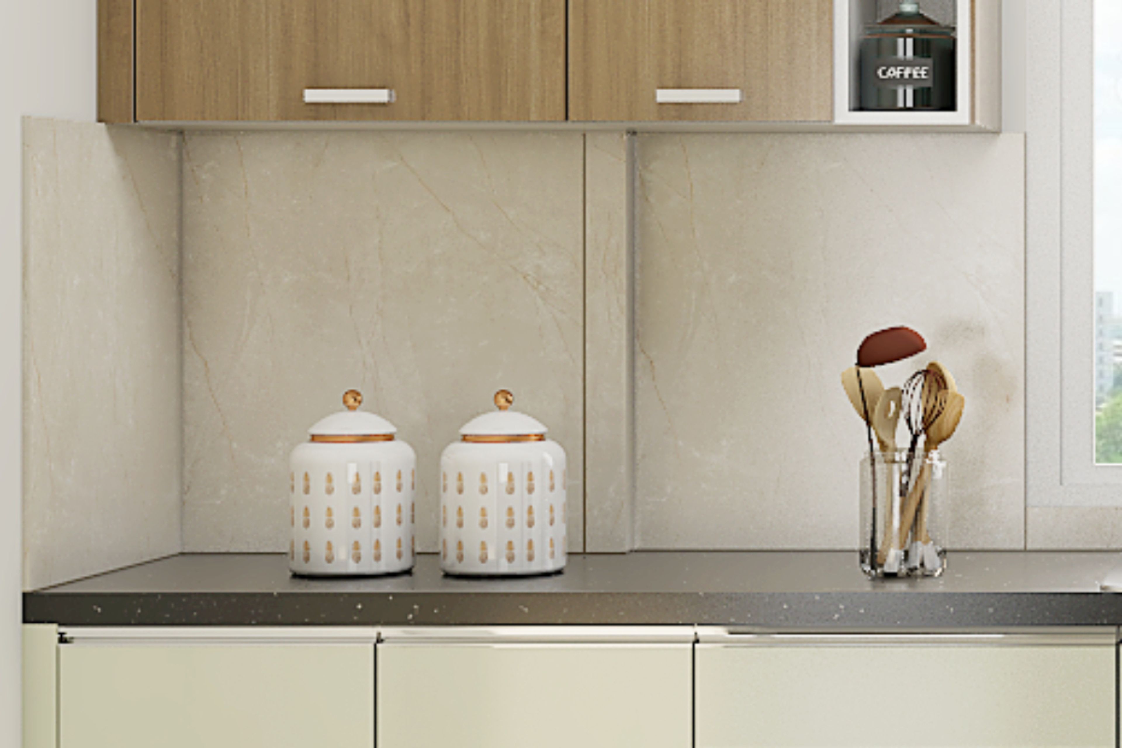 Square Beige Kitchen Tiles Design With A Matte Finish