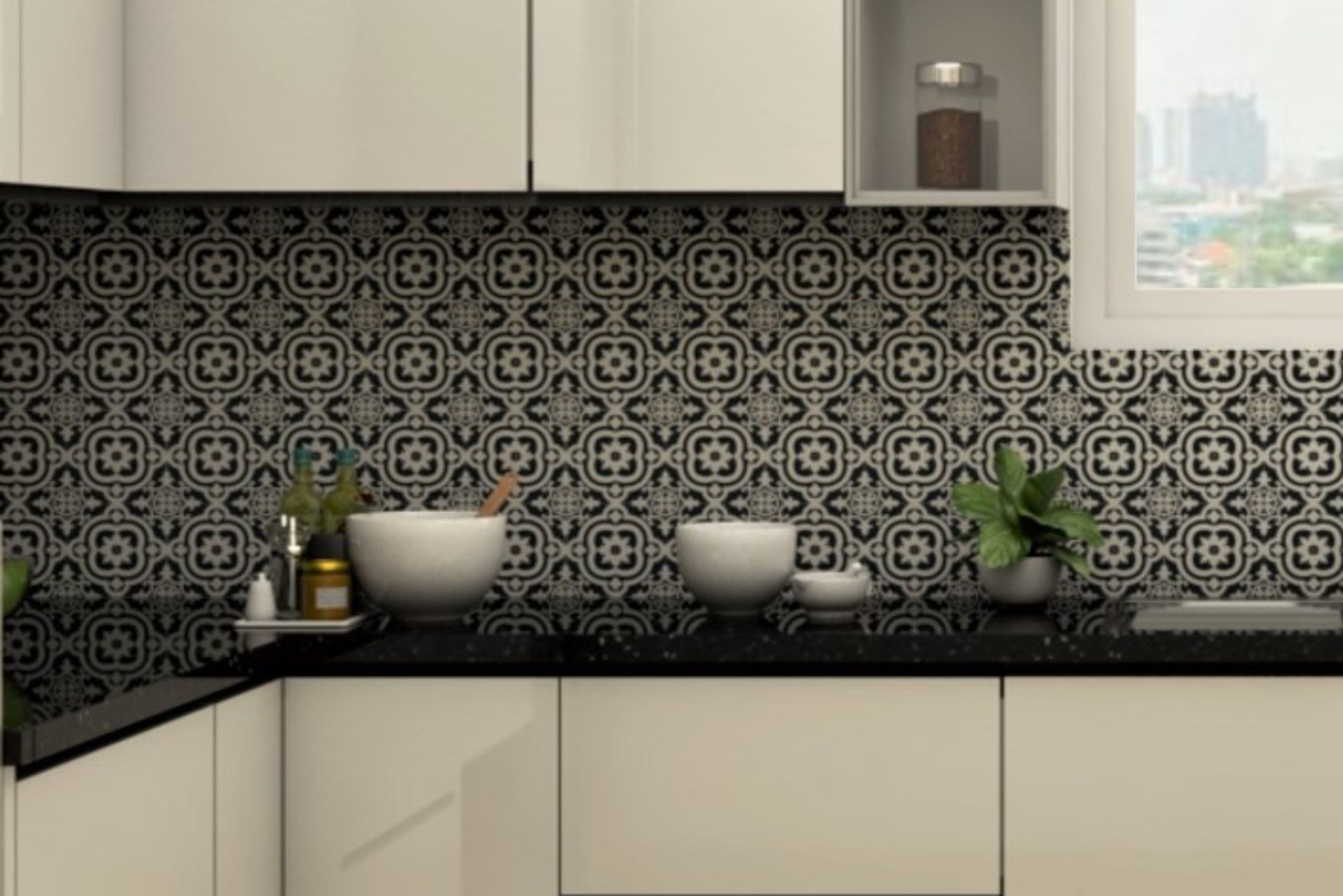 Dual-Tone Kitchen Tiles Design With A Matte Finish