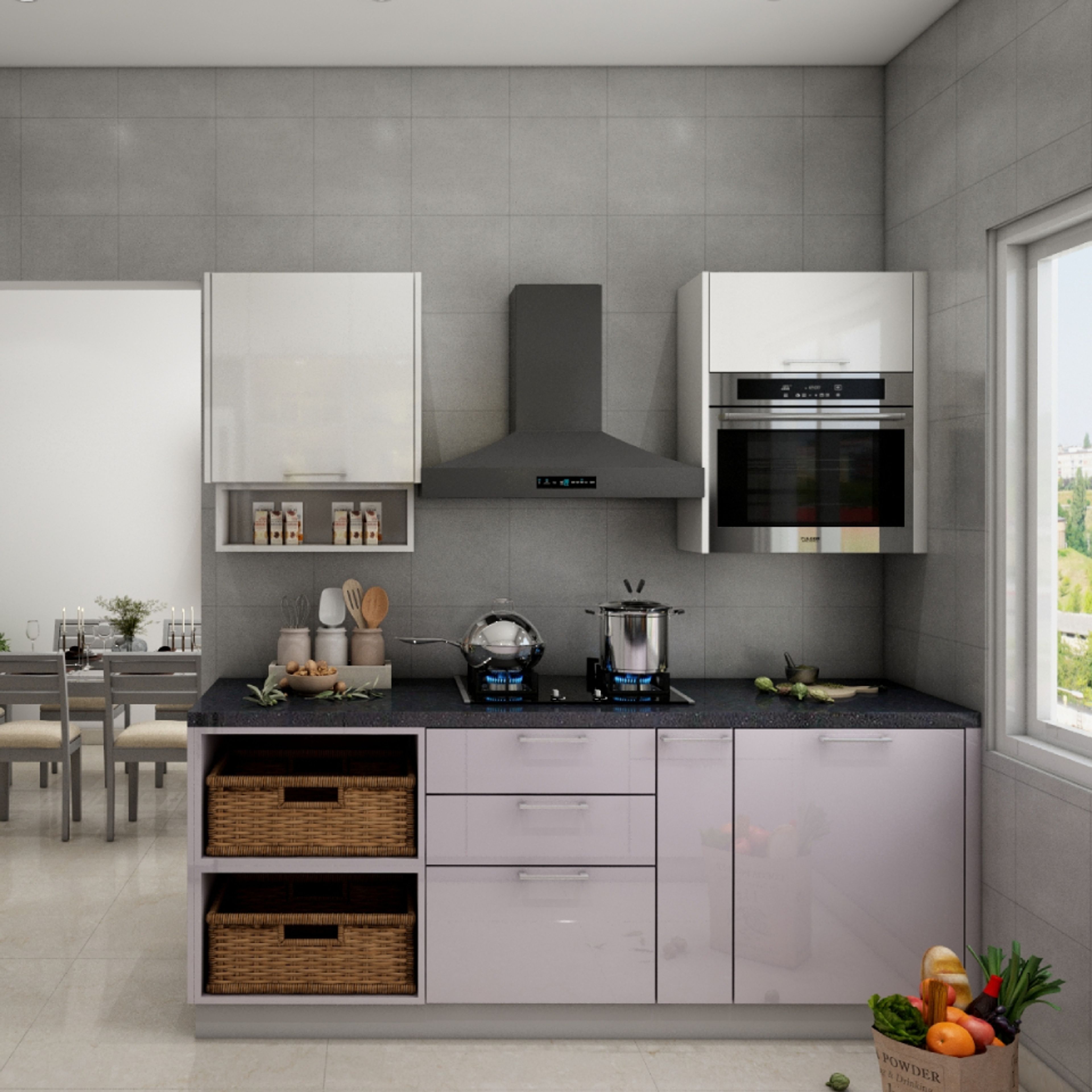 Matte Grey Kitchen Tiles Design For Walls