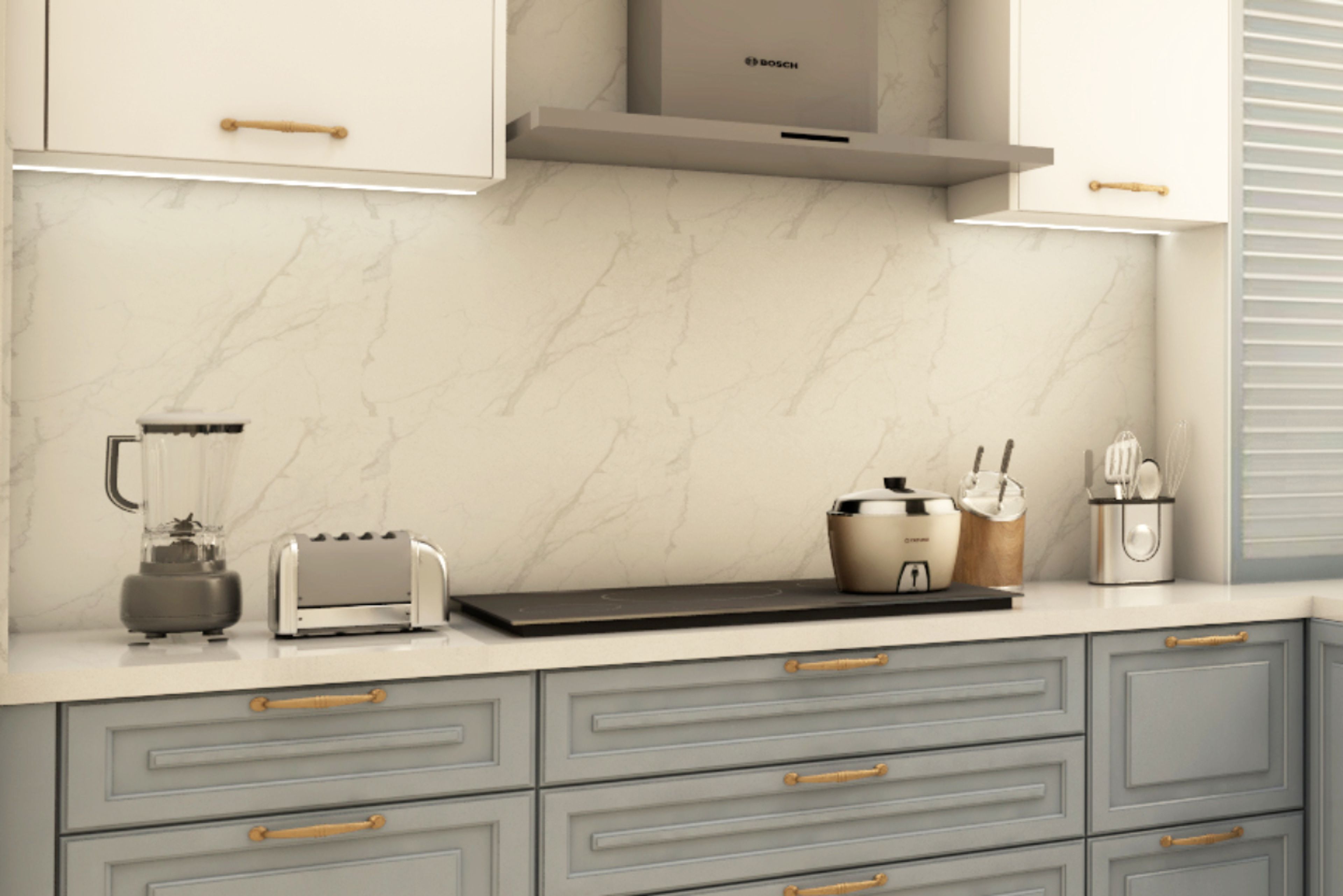 Cream-Coloured Ceramic Kitchen Tiles Design