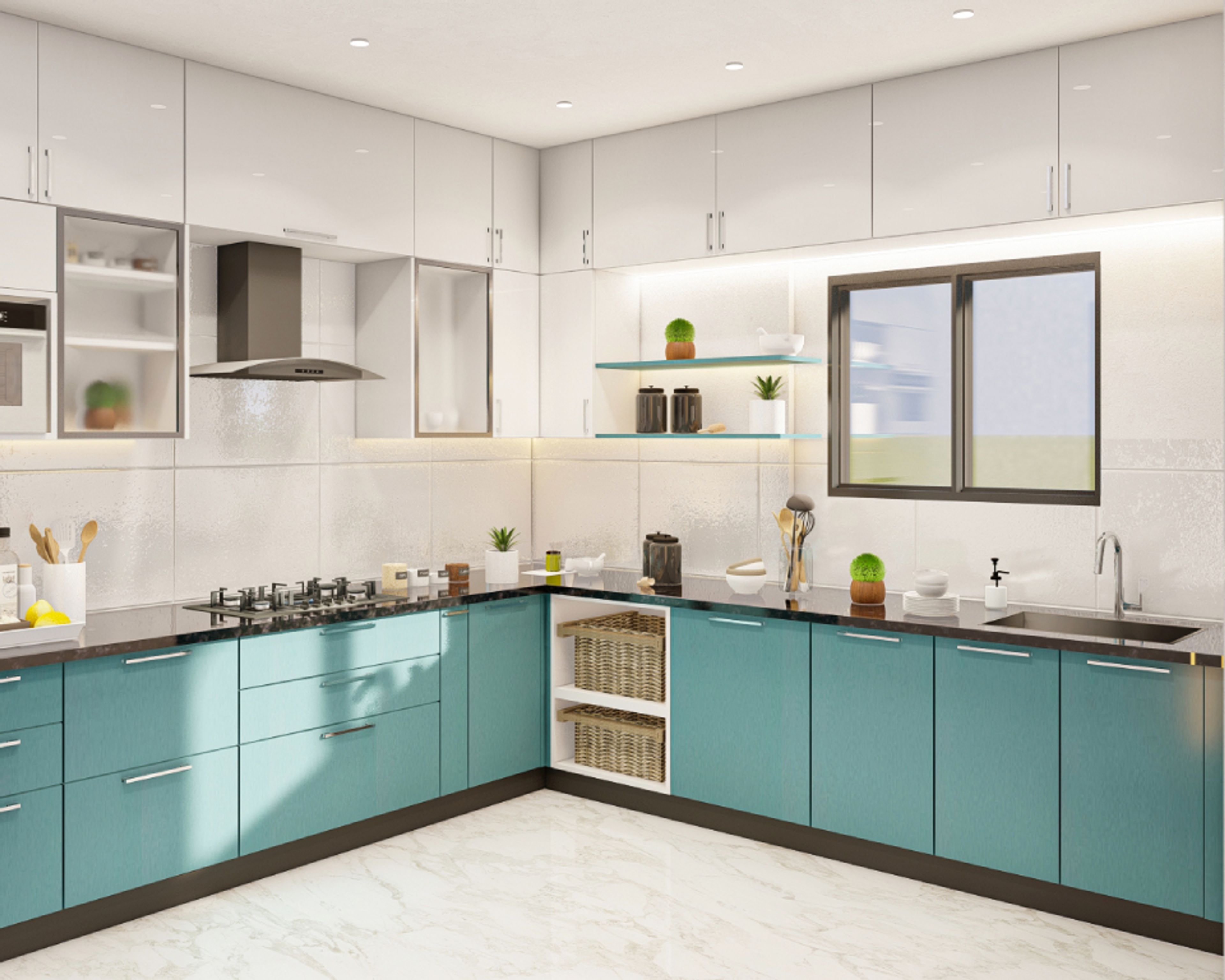 Glossy Ceramic Kitchen Tiles Design