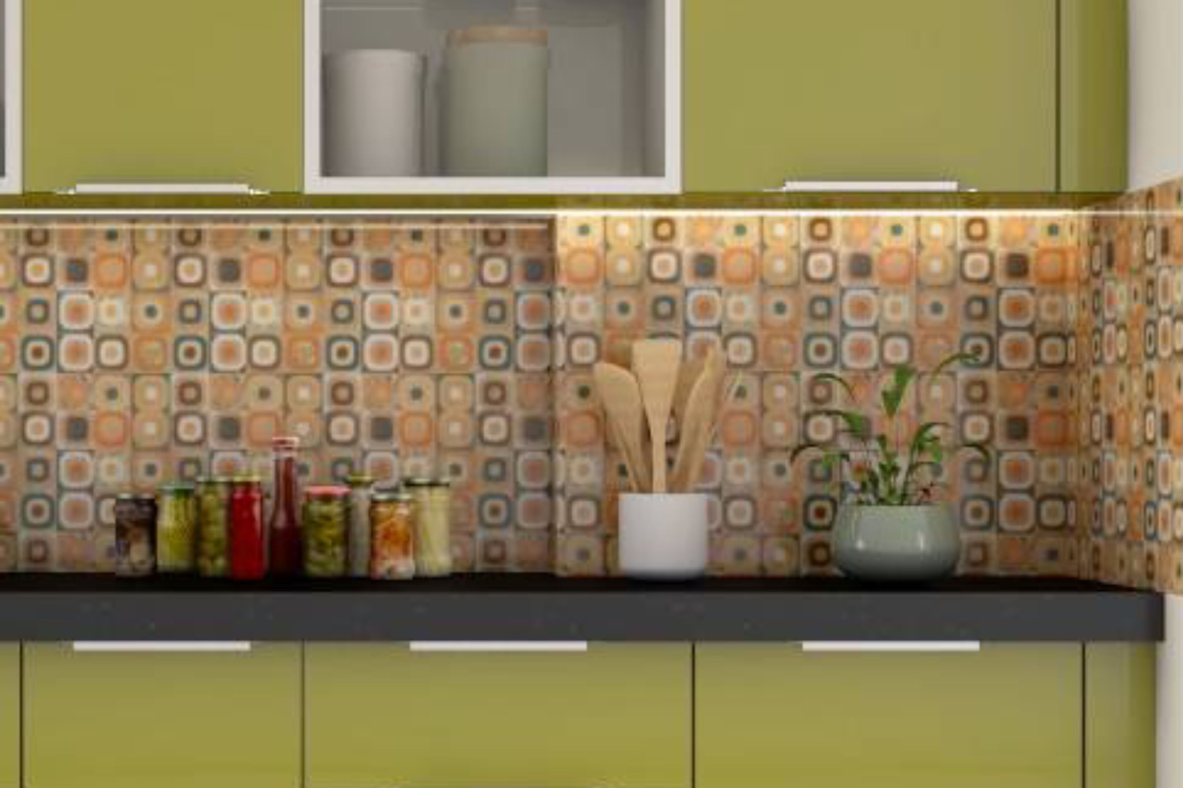 Multicoloured Kitchen Tiles Design With A Matte Finish