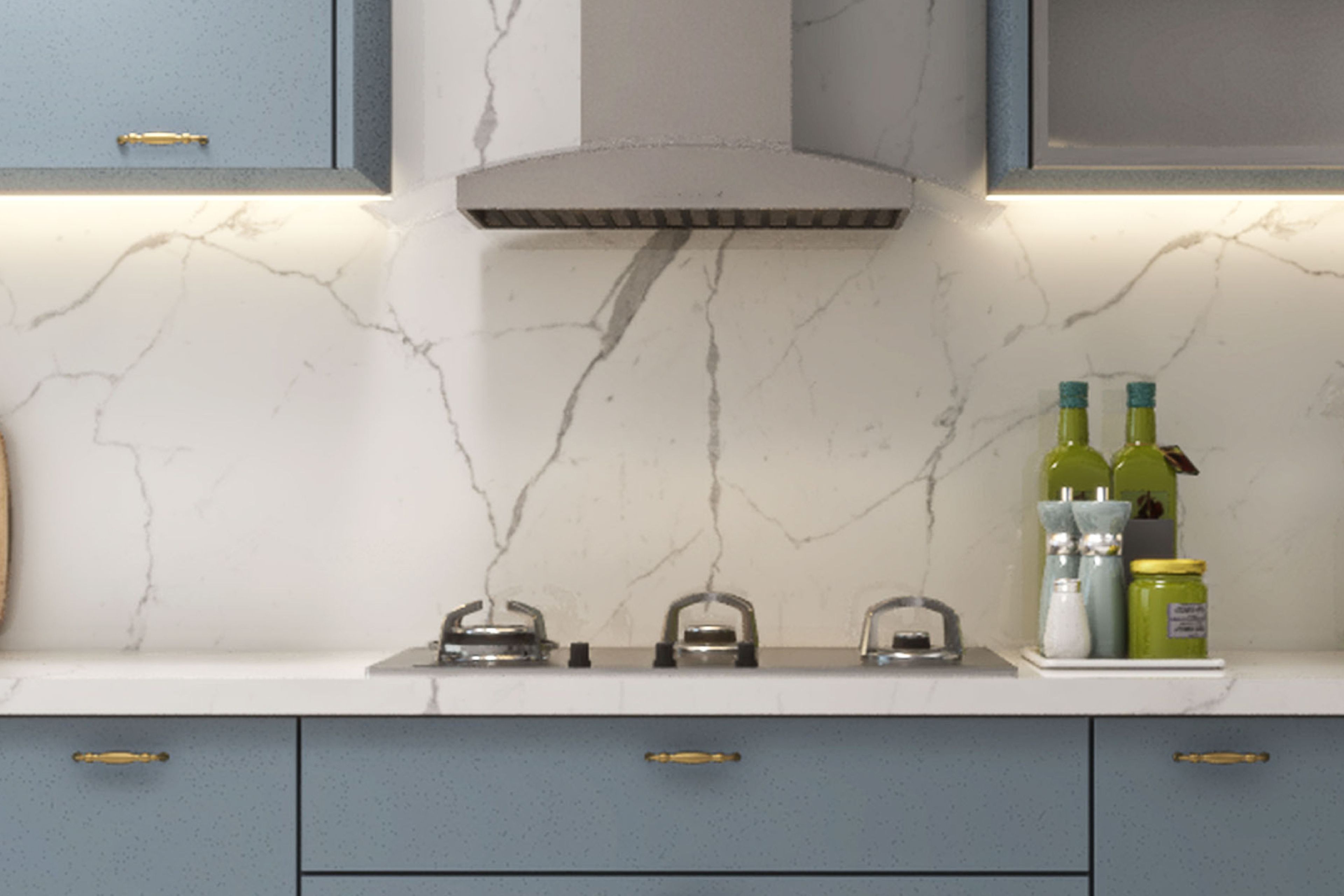 Modern White Kitchen Tiles Design With A Glossy Finish