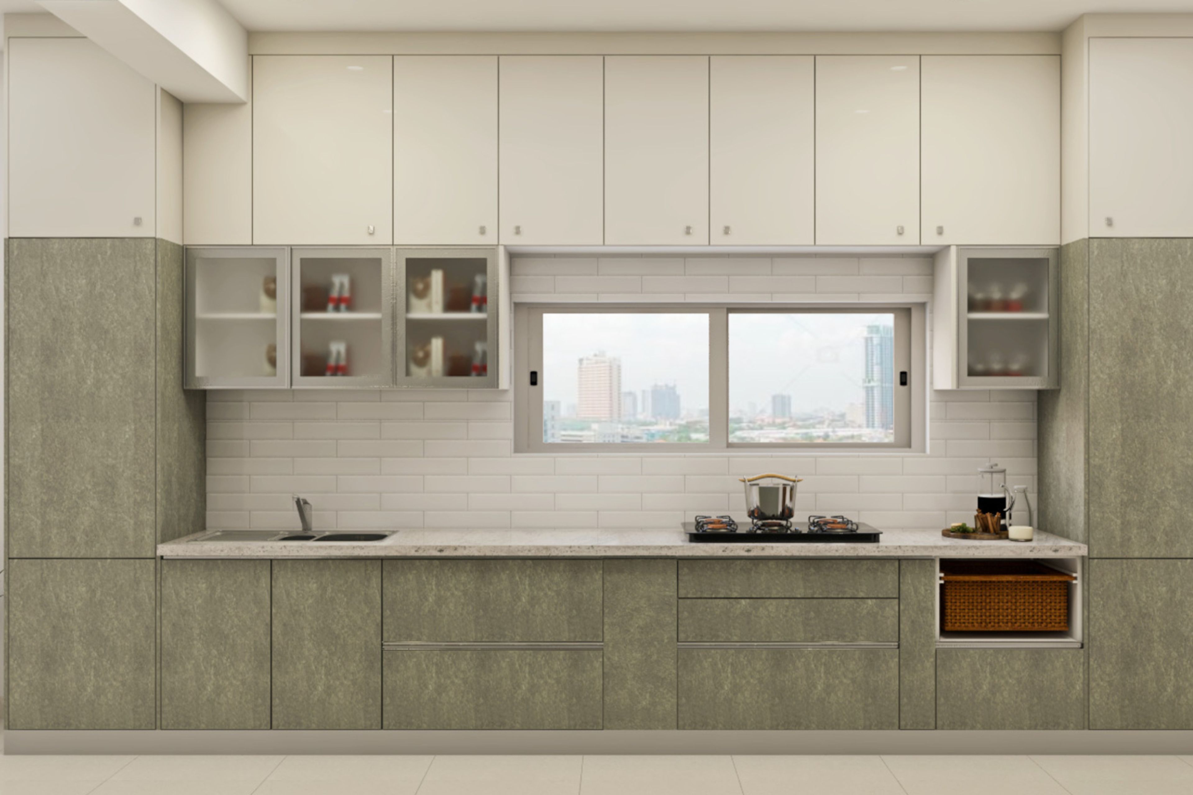 Brick-Patterned Kitchen Tiles Design