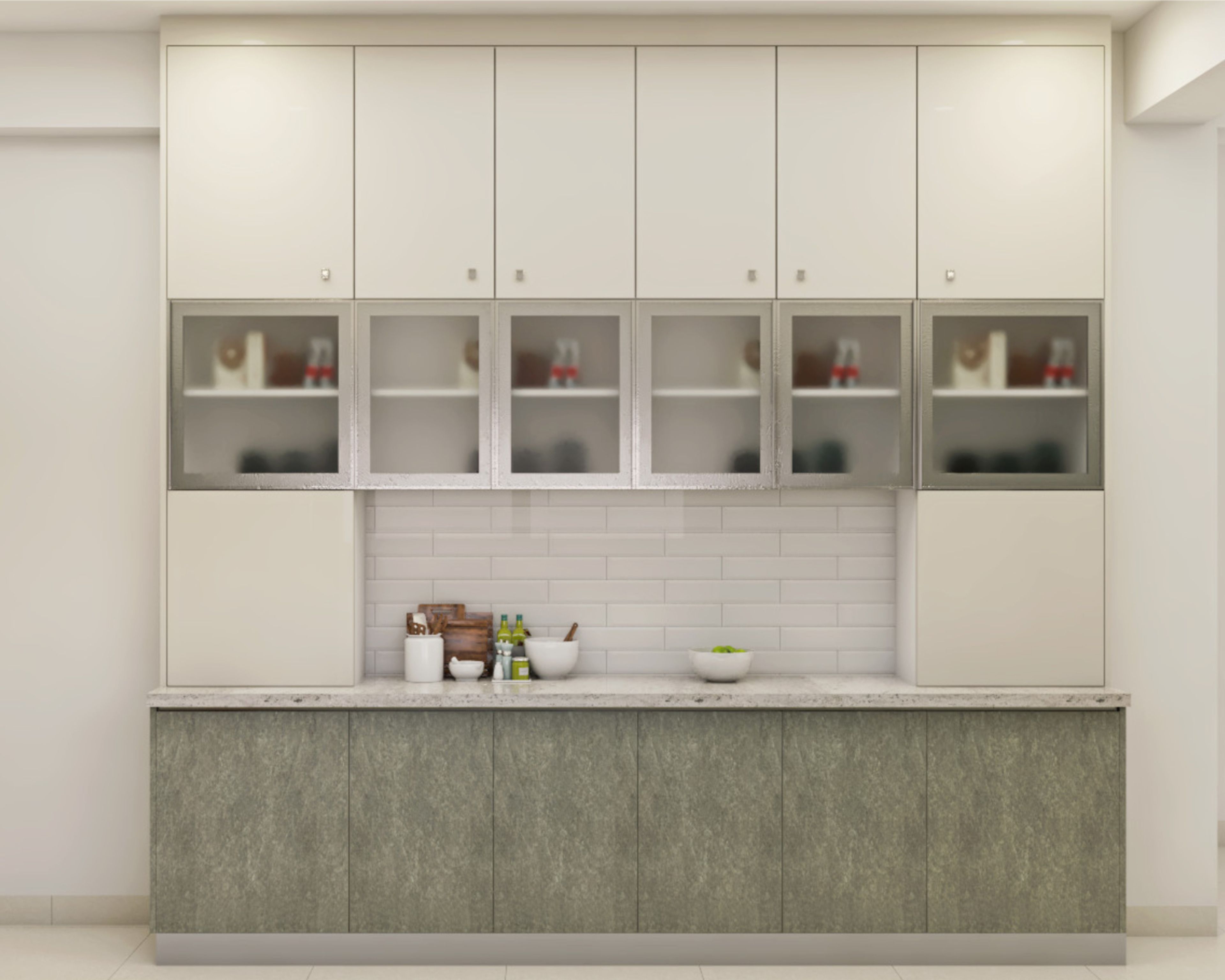 Brick-Patterned Kitchen Tiles Design