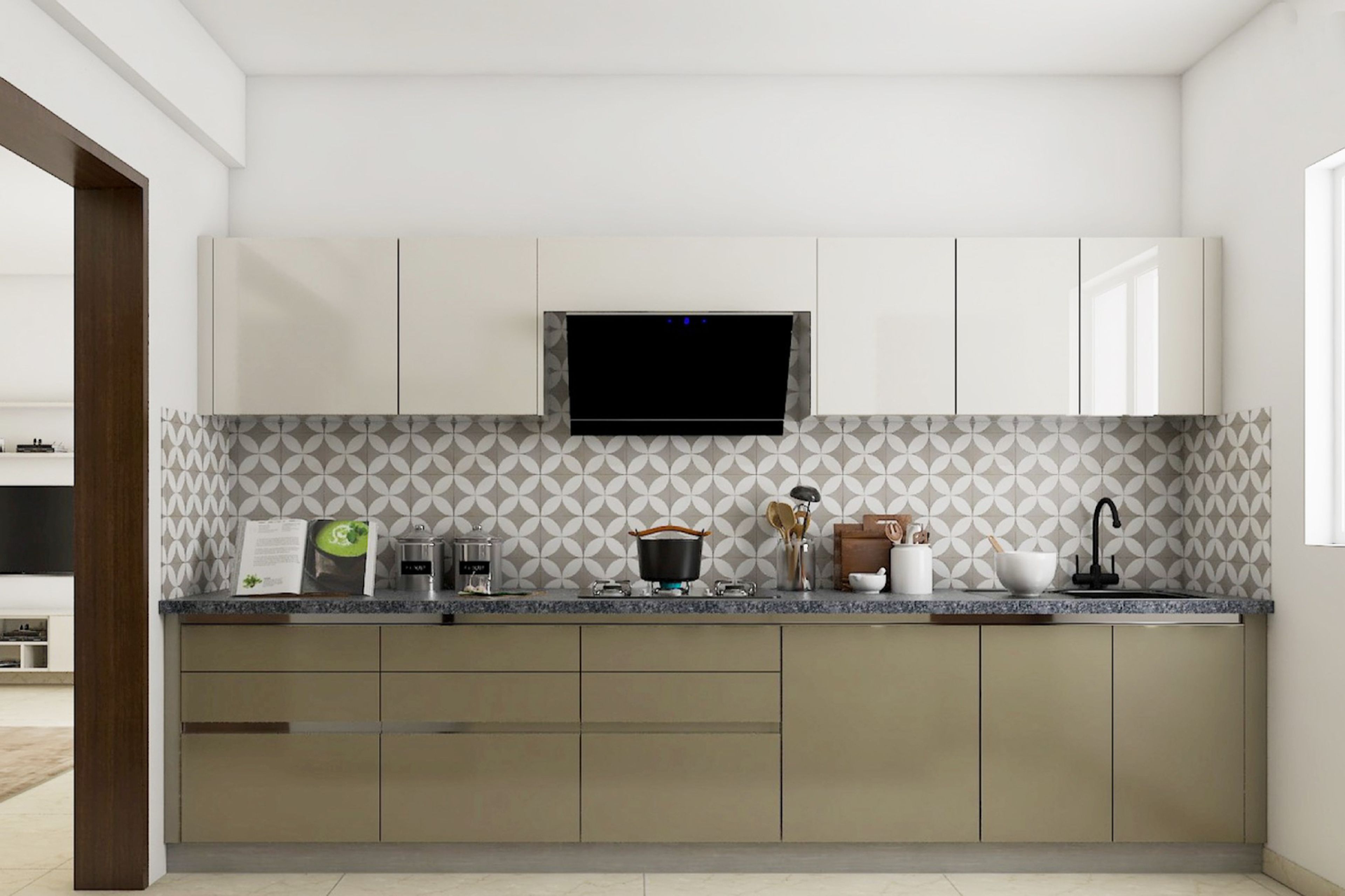 White And Beige Tiles Design