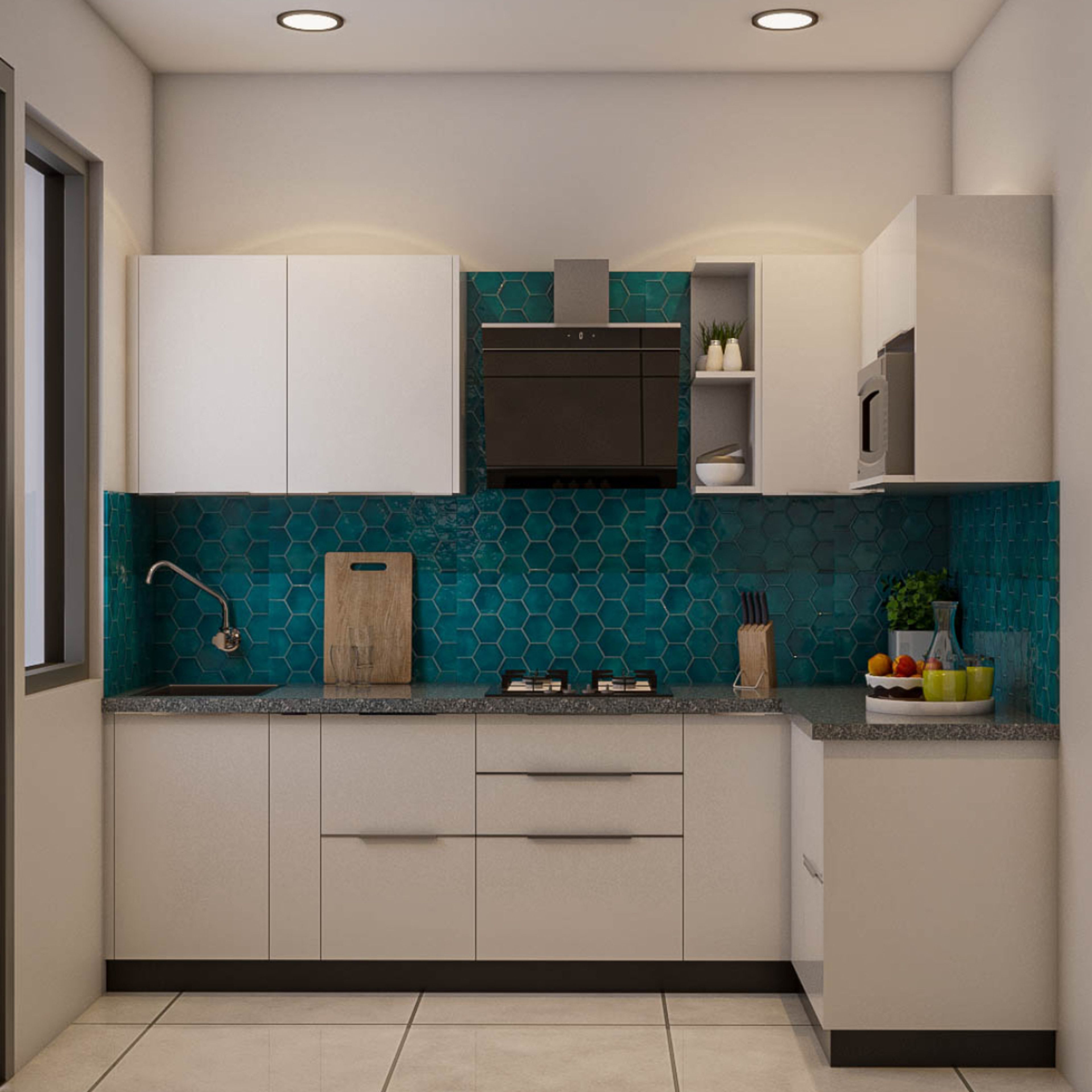 Aqua Green Kitchen Tiles Design