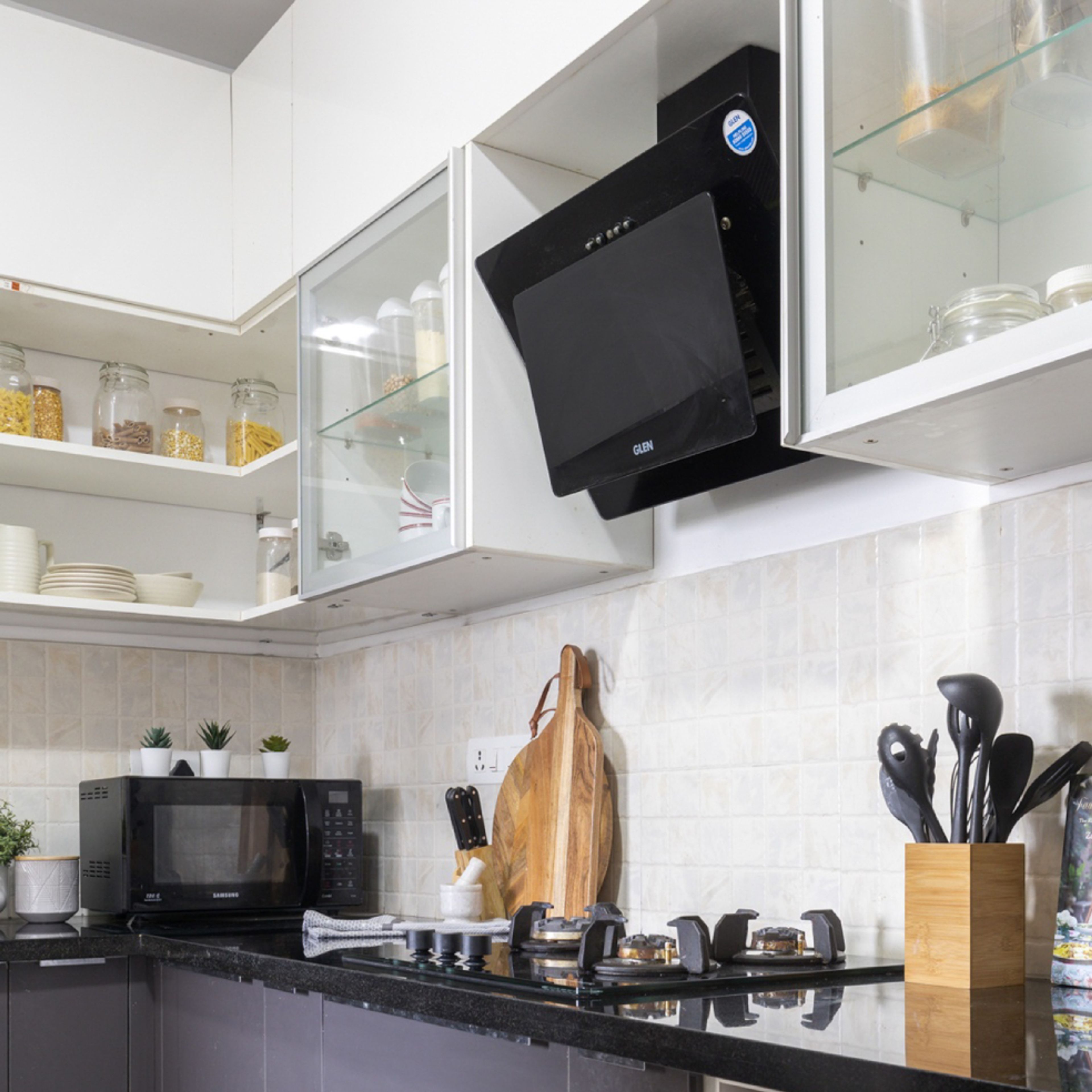 Glossy White Kitchen Tiles Design