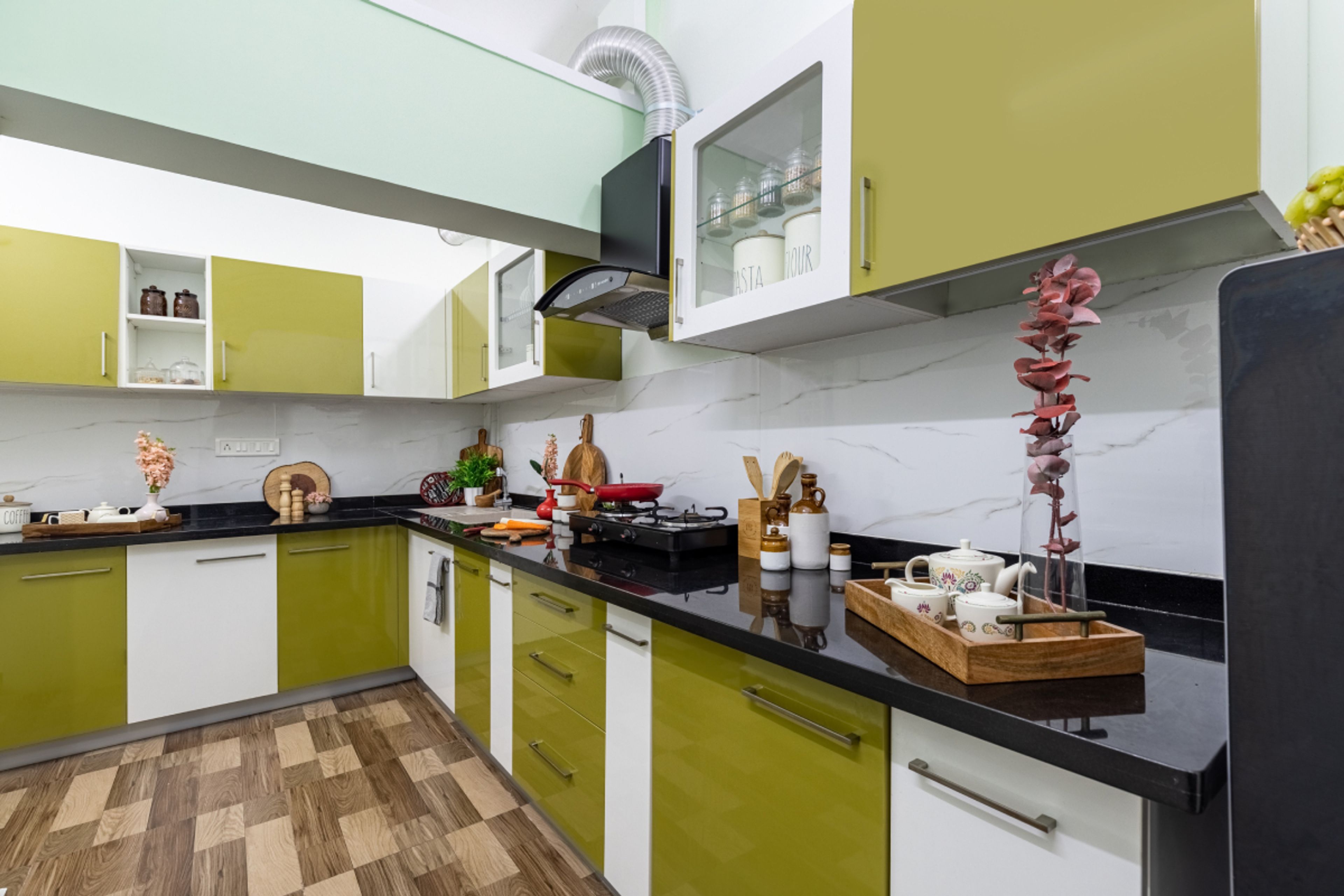 Glossy White Kitchen Tiles Design