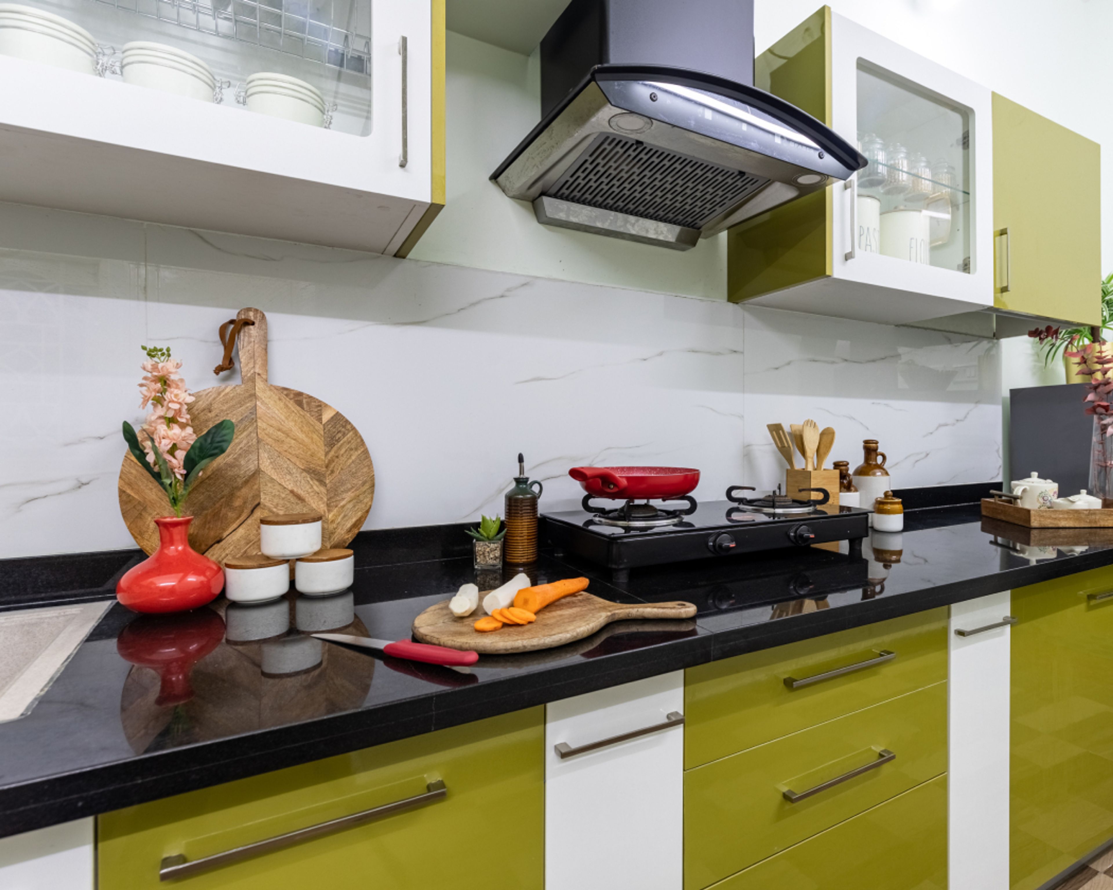 Glossy White Kitchen Tile Design For Walls