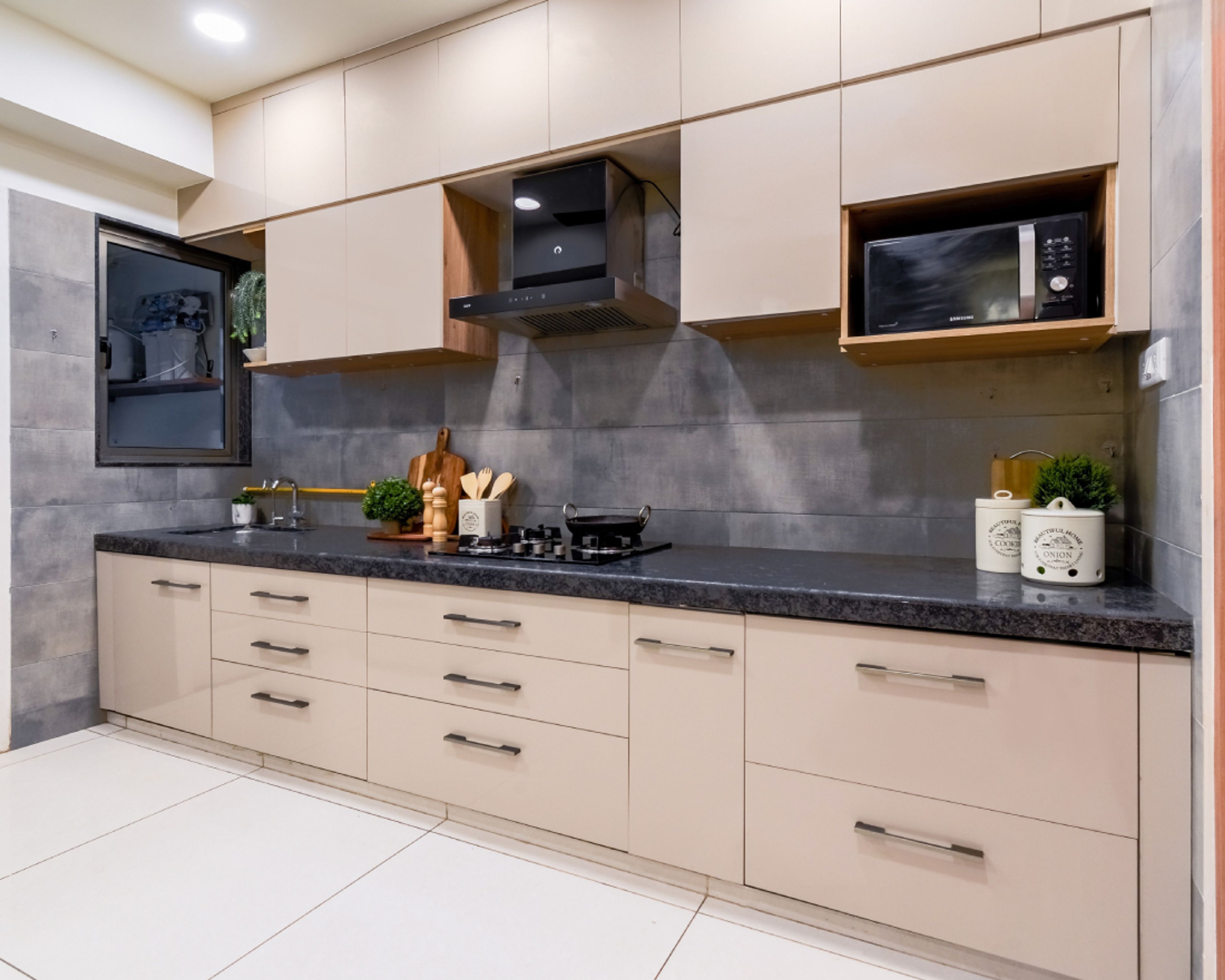Dark Grey Kitchen Wall Tiles Design