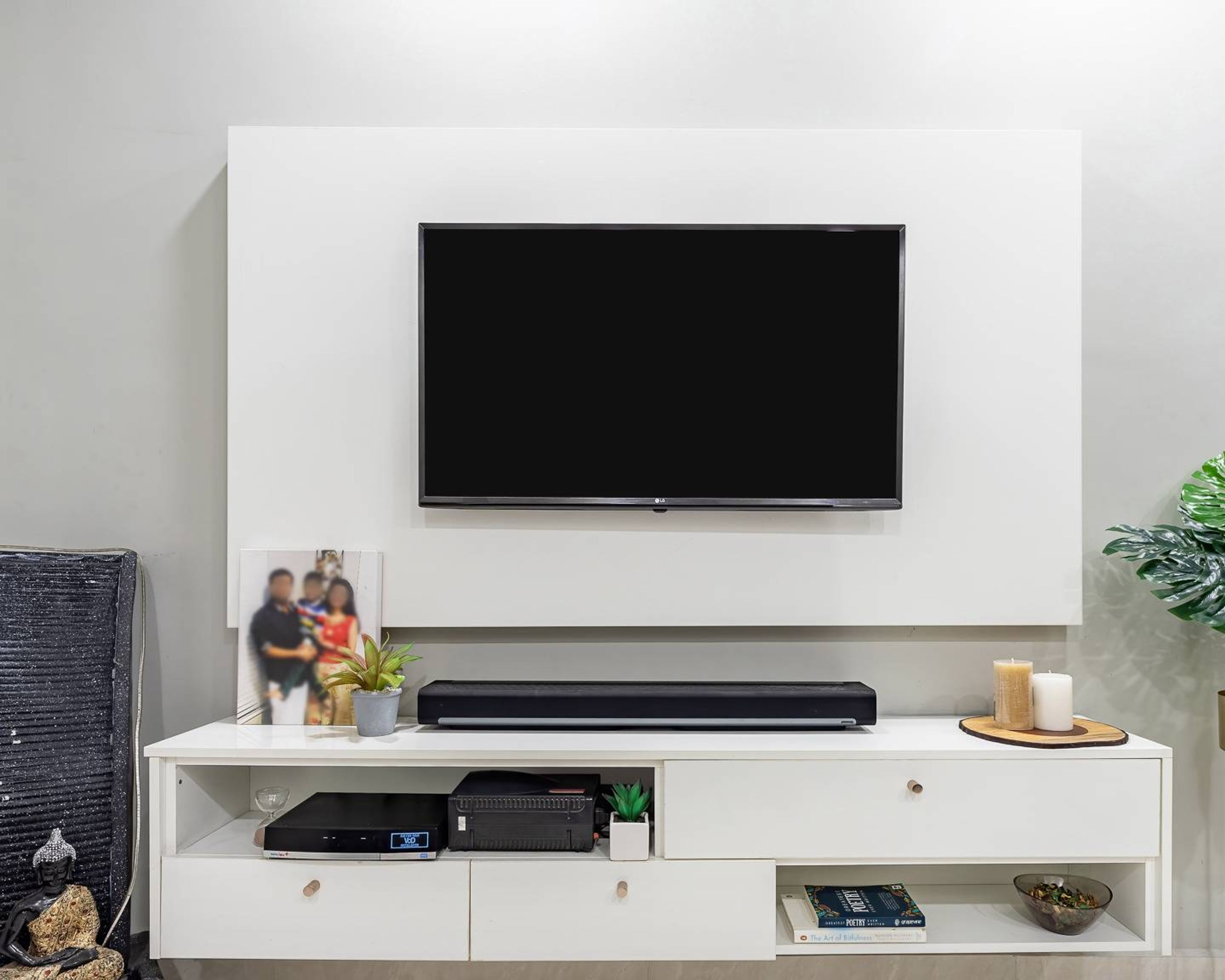 Minimal TV Cabinet Design With Pull-Out Drawers