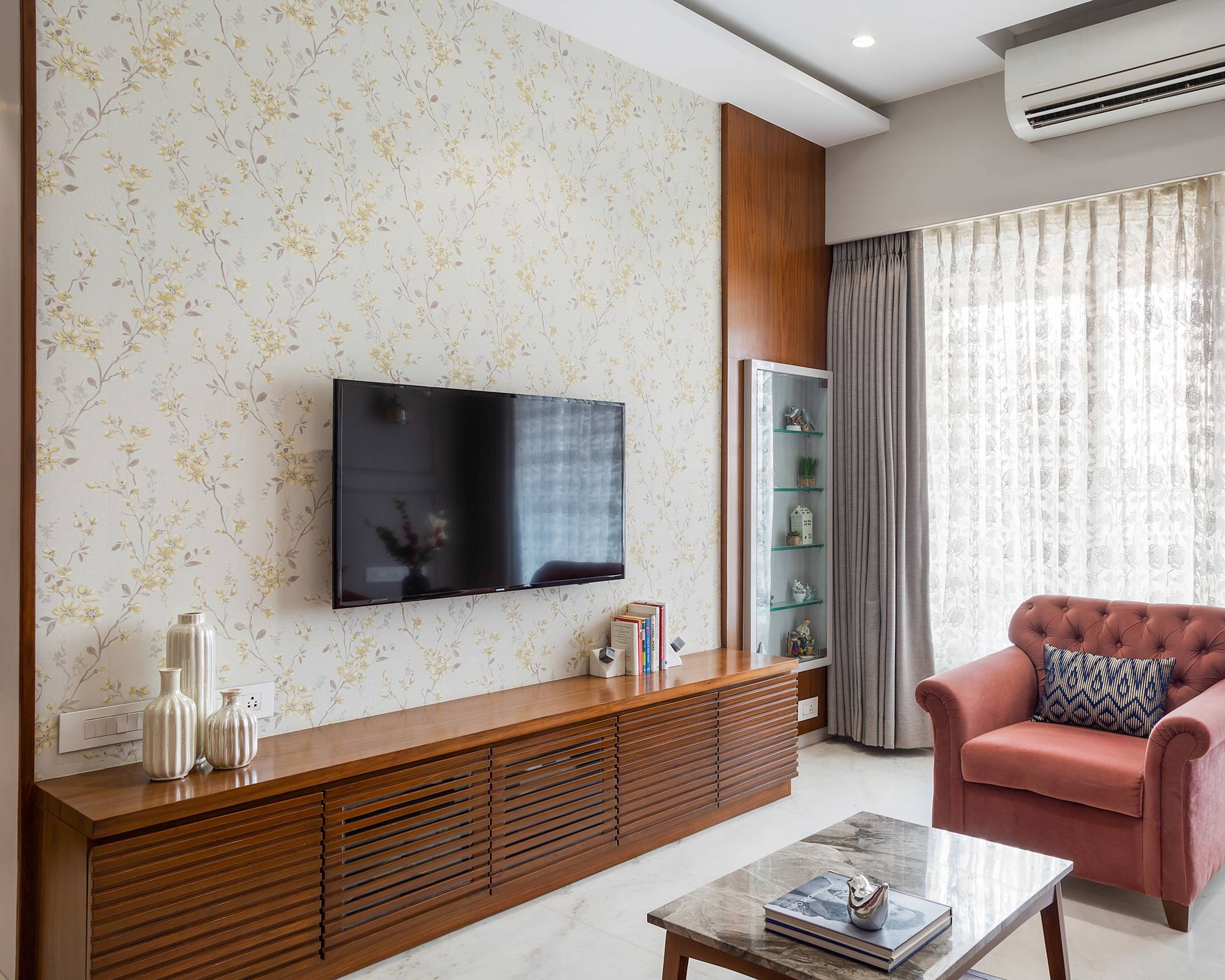 Modern TV Unit Design With A Wooden Finish