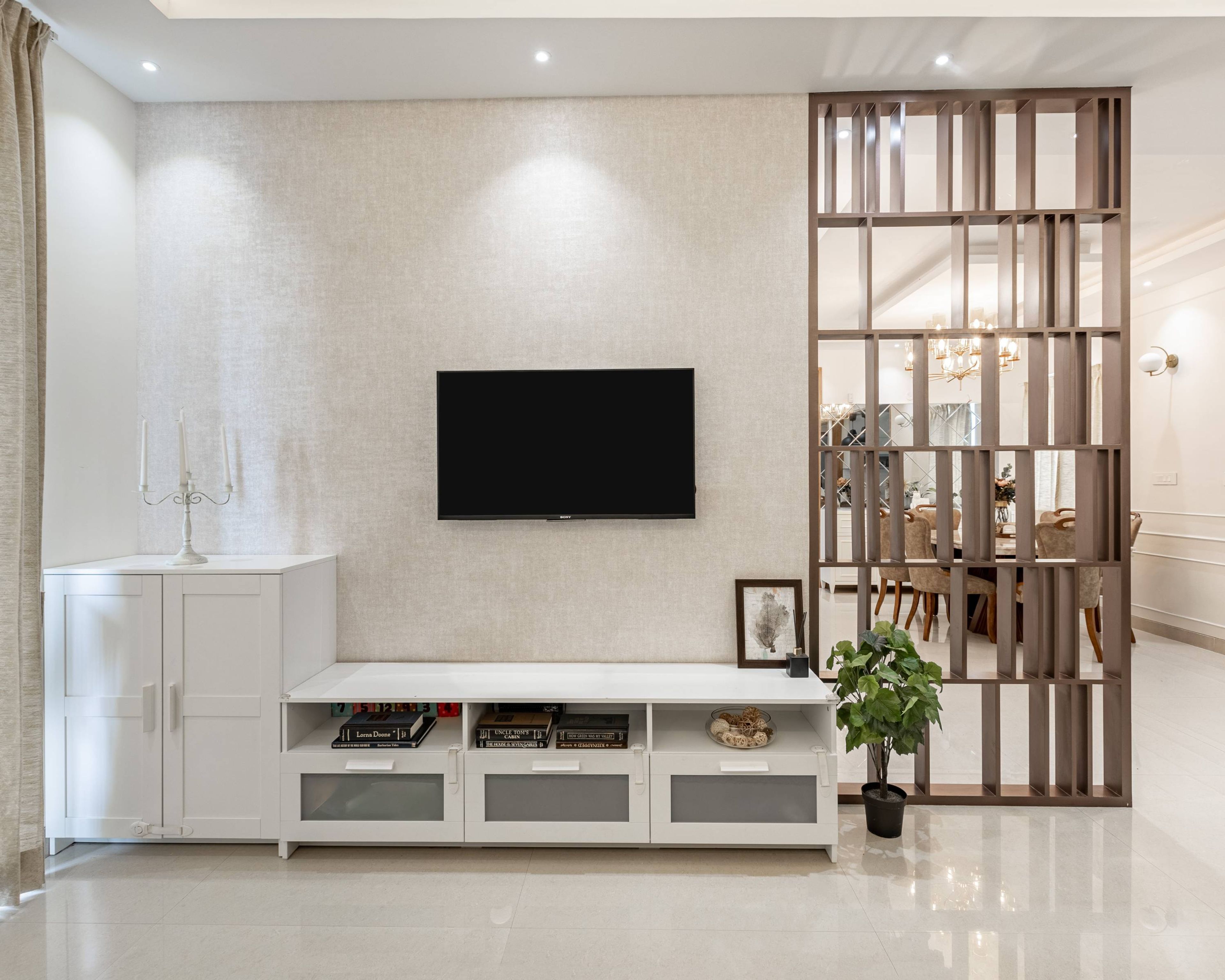 Contemporary White TV Unit Design