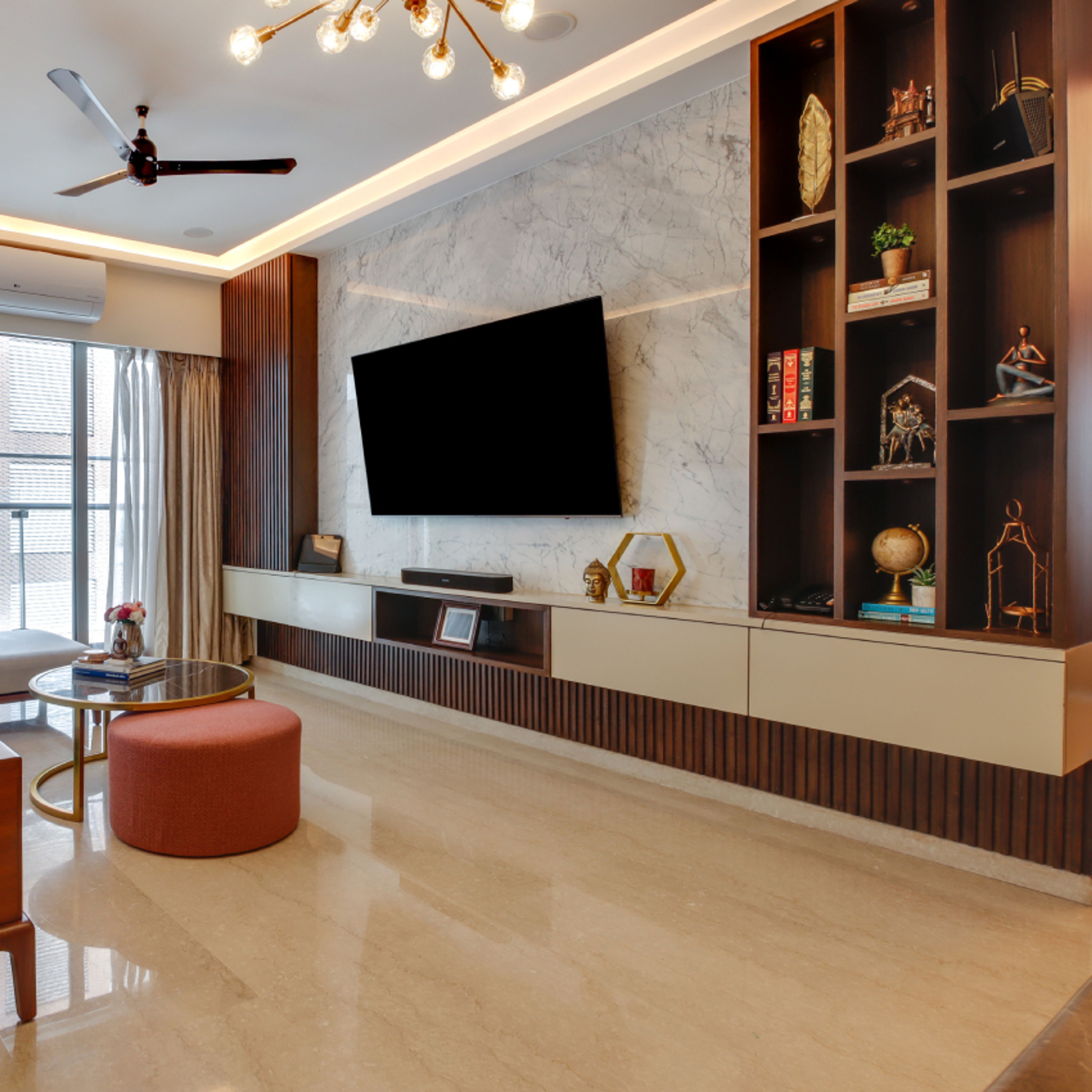 Warm-Toned Contemporary TV Unit