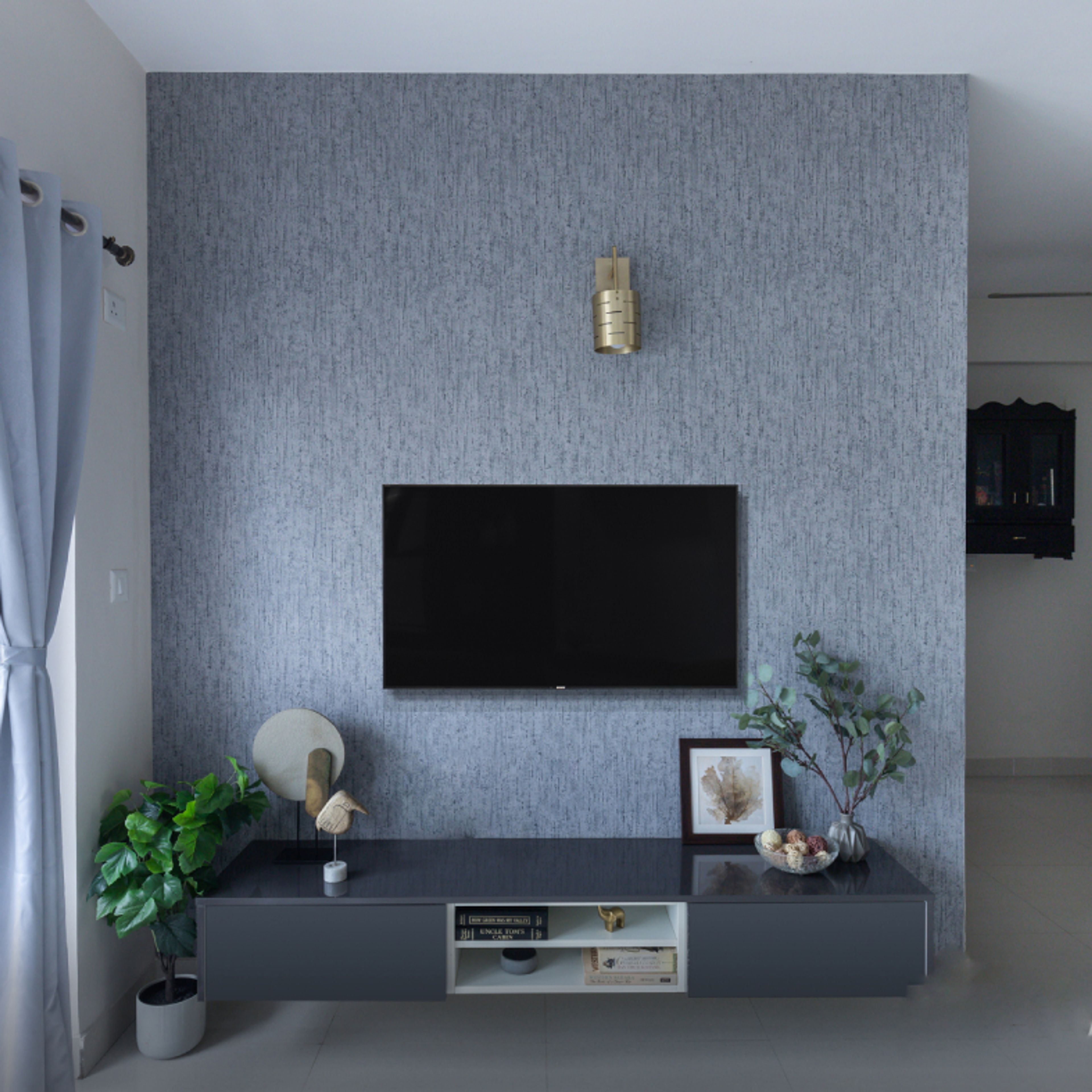 Glossy Grey TV Unit Design