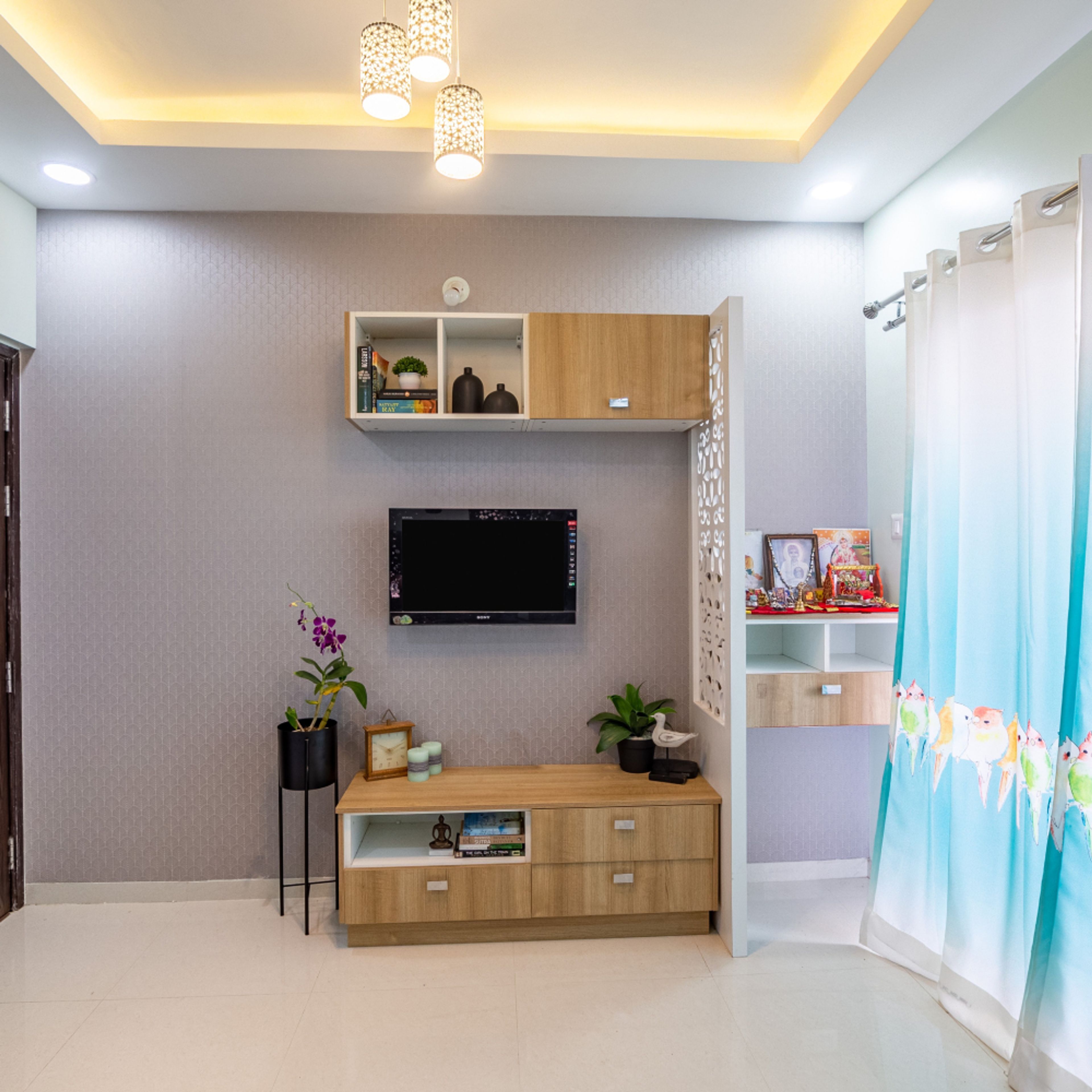 TV Cabinet With Open And Closed Storage - Livspace