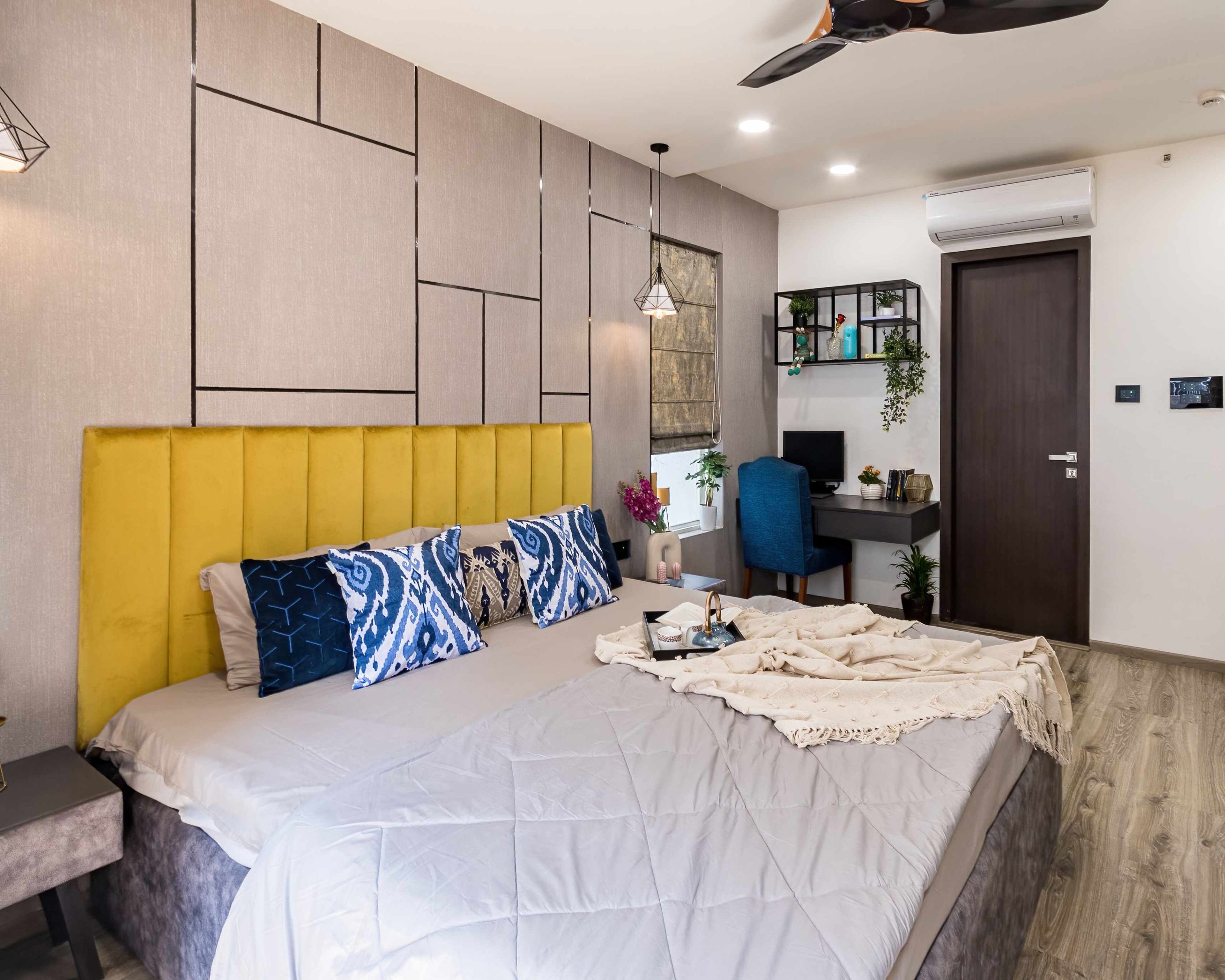 Beige Wall Design With Panels And Grooves - Livspace