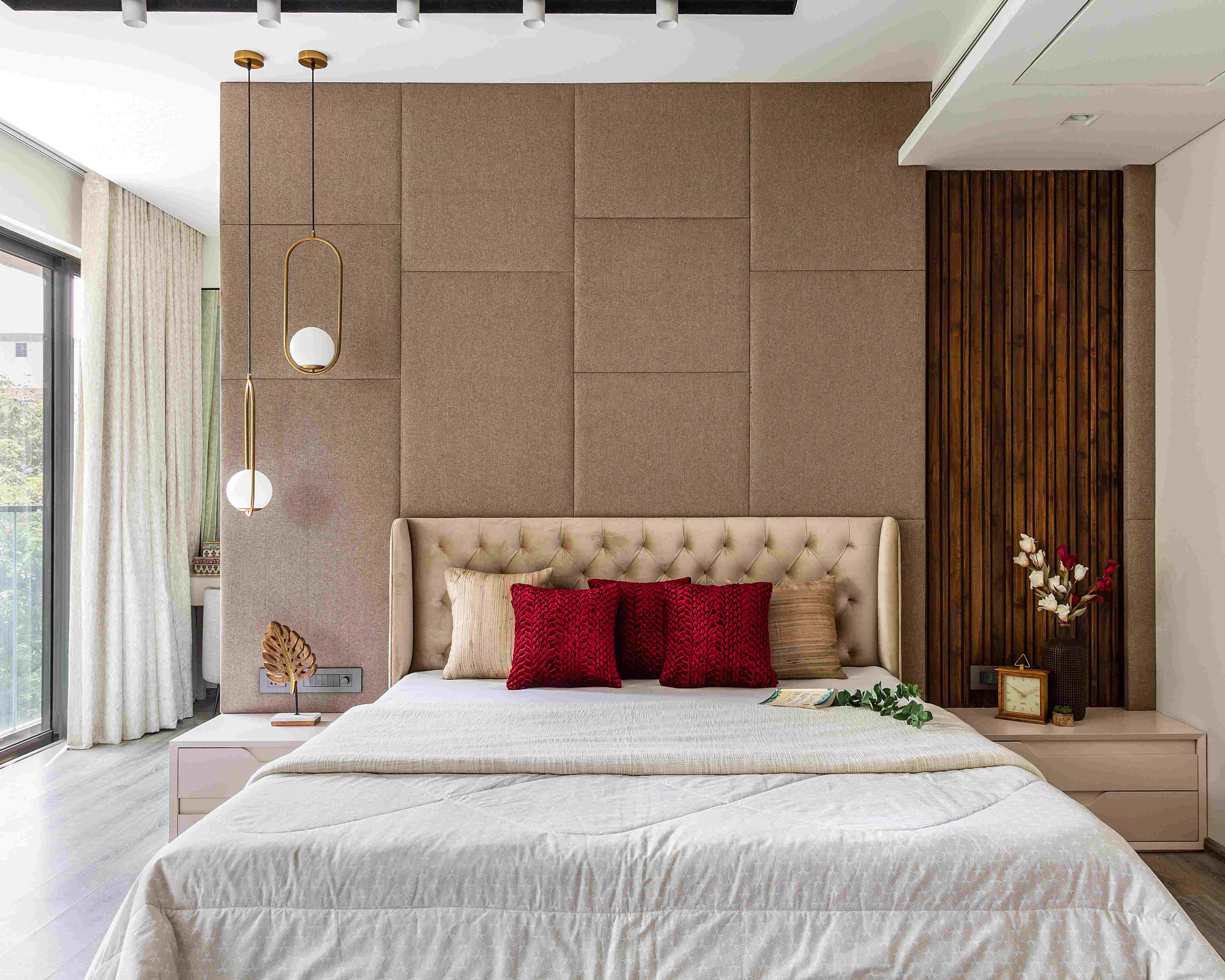 Modern Brown Wall Design For Bedrooms - Livspace