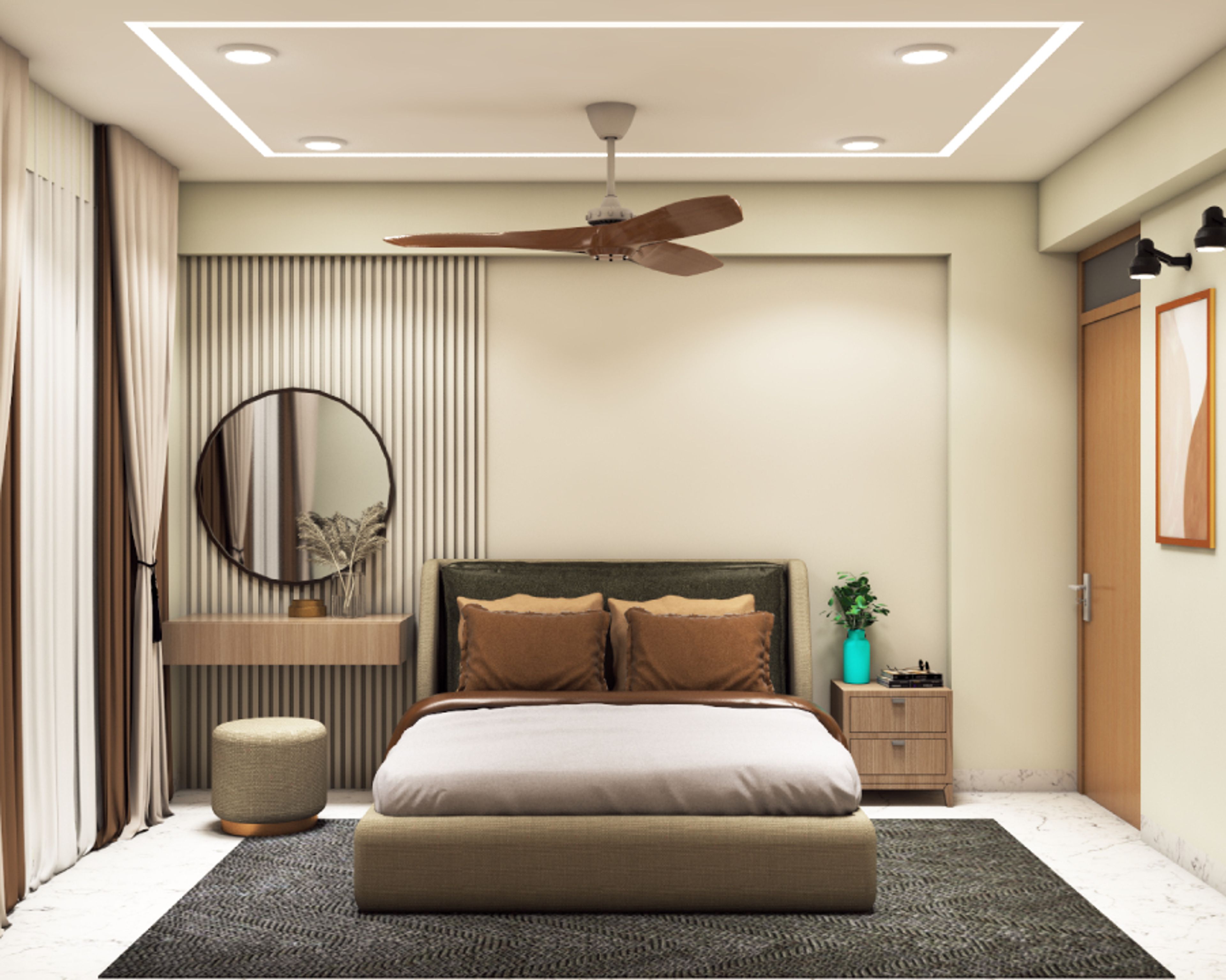 Beige Bedroom Wall Paint - Livspace