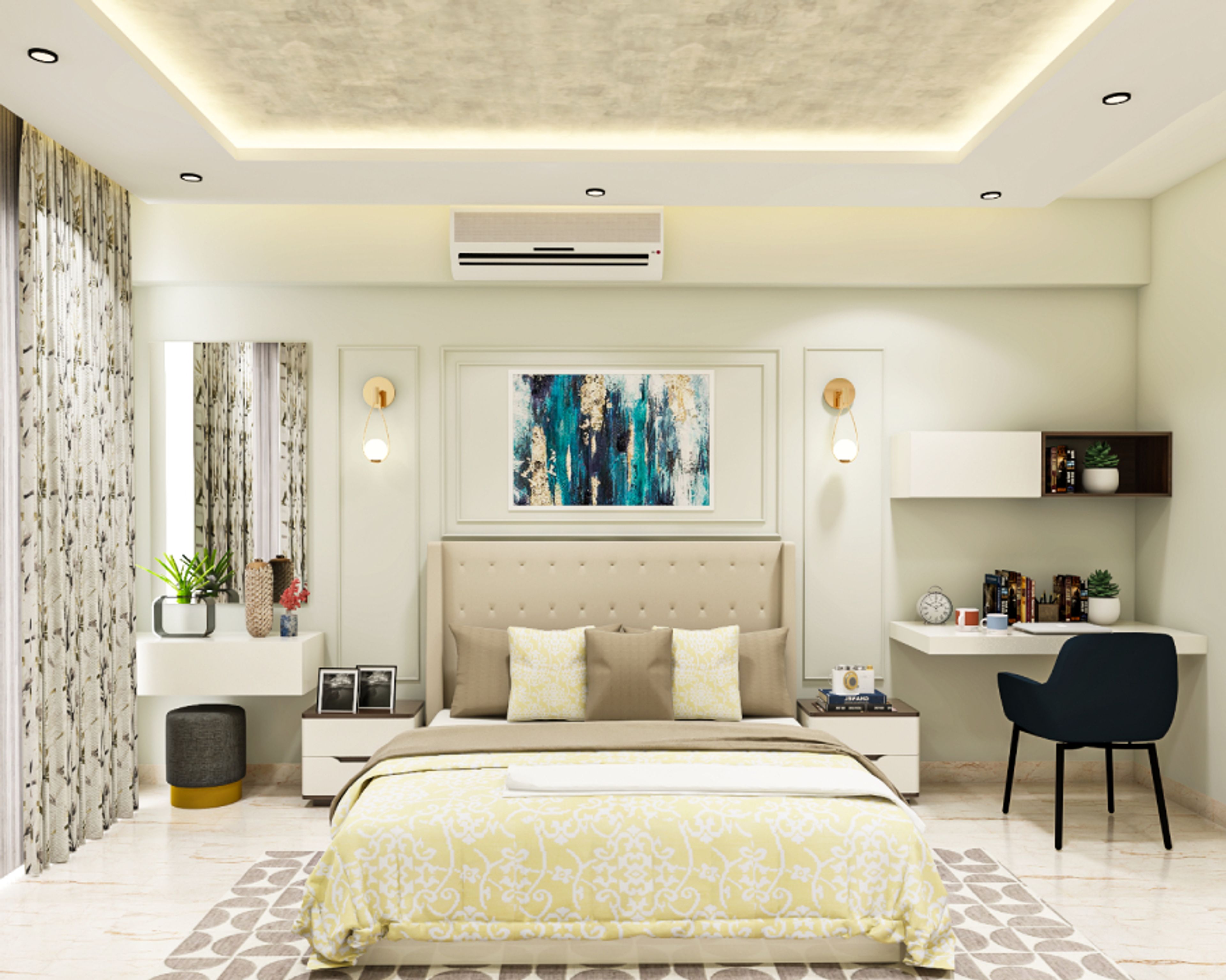 Cream Wall Paint For Bedrooms - Livspace