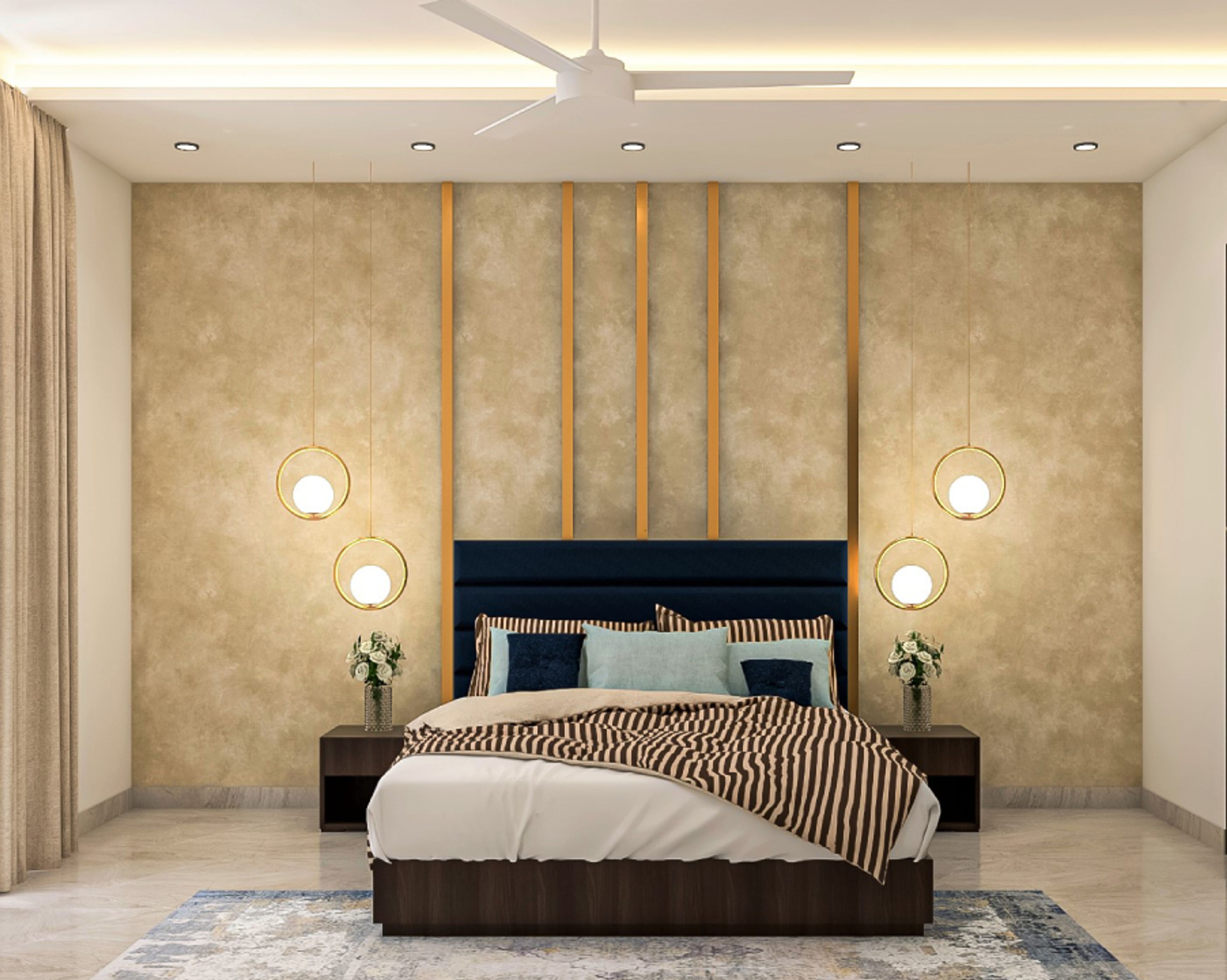 Beige Wall Paint With Golden Trims