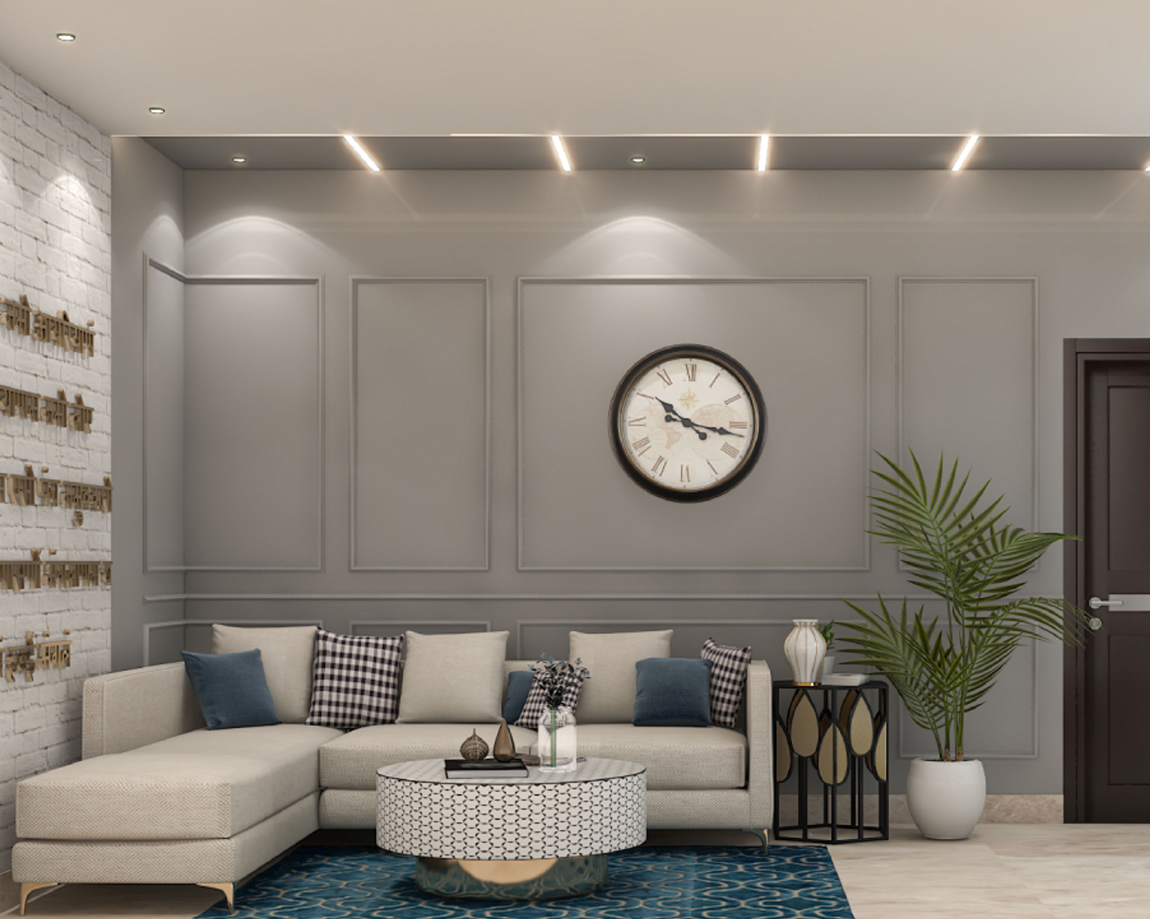 Modern Grey Wall Paint Design - Livspace