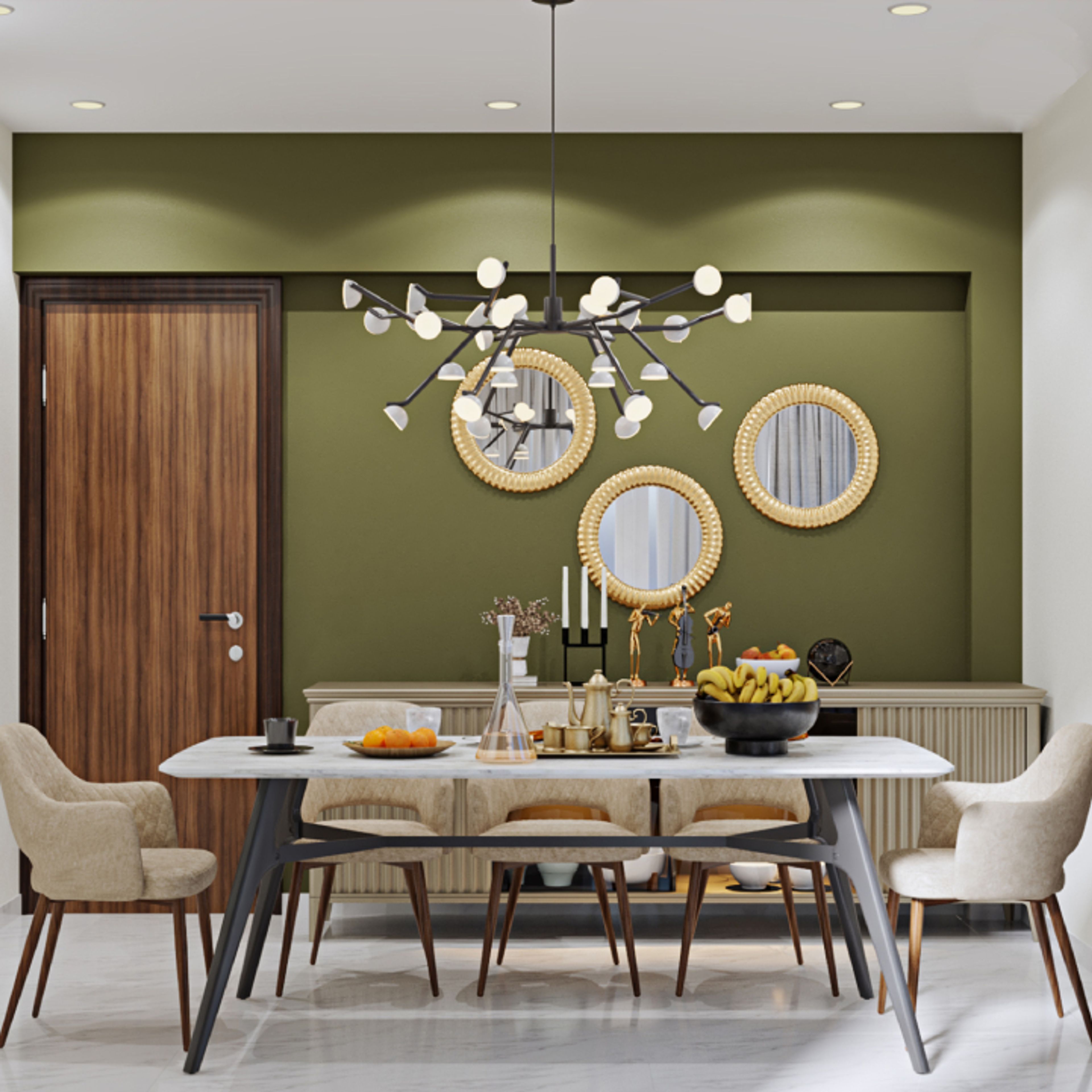 Contemporary Olive Green Wall Paint Design For Dining Rooms