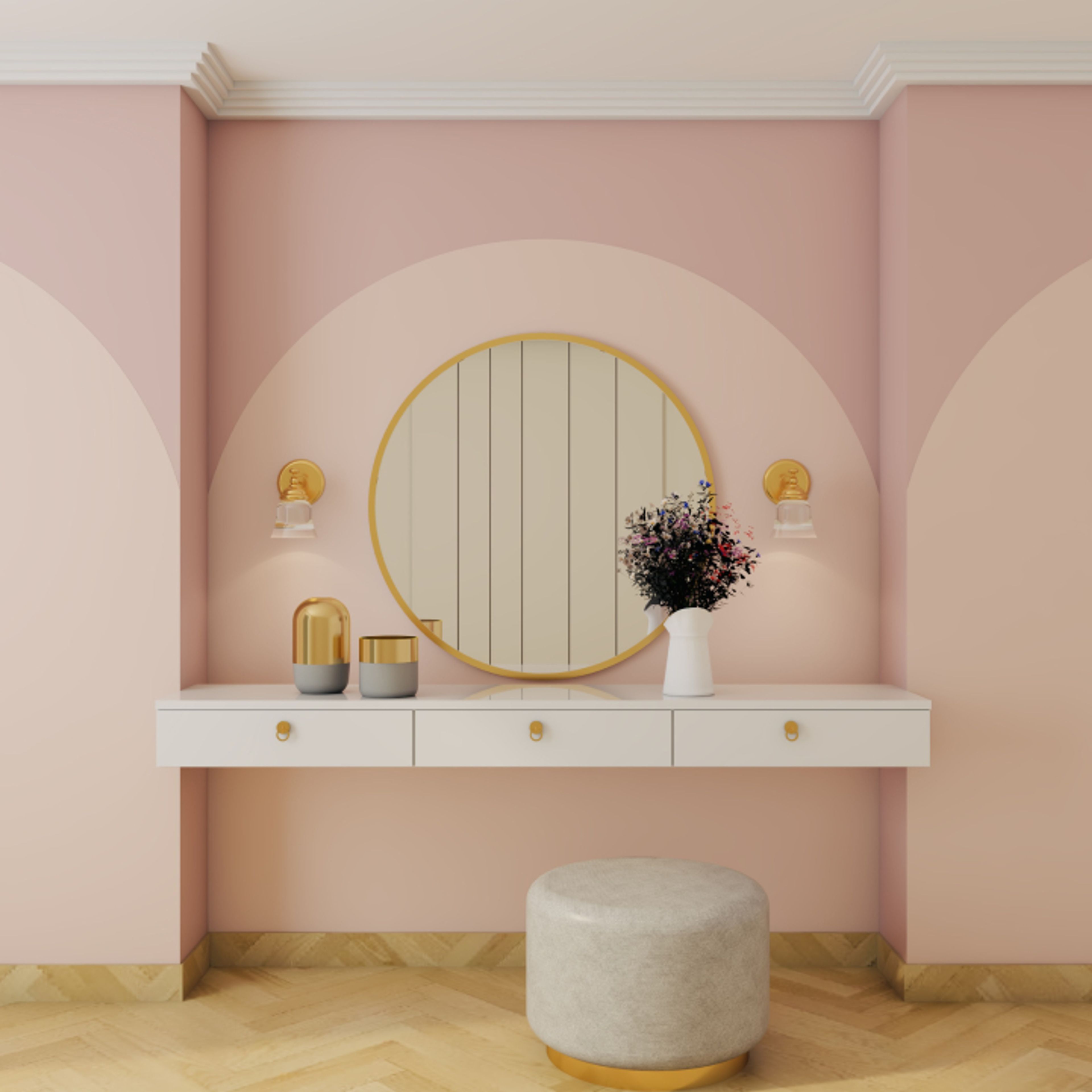 Shabby Chic Pink Wall Paint Design For Foyers