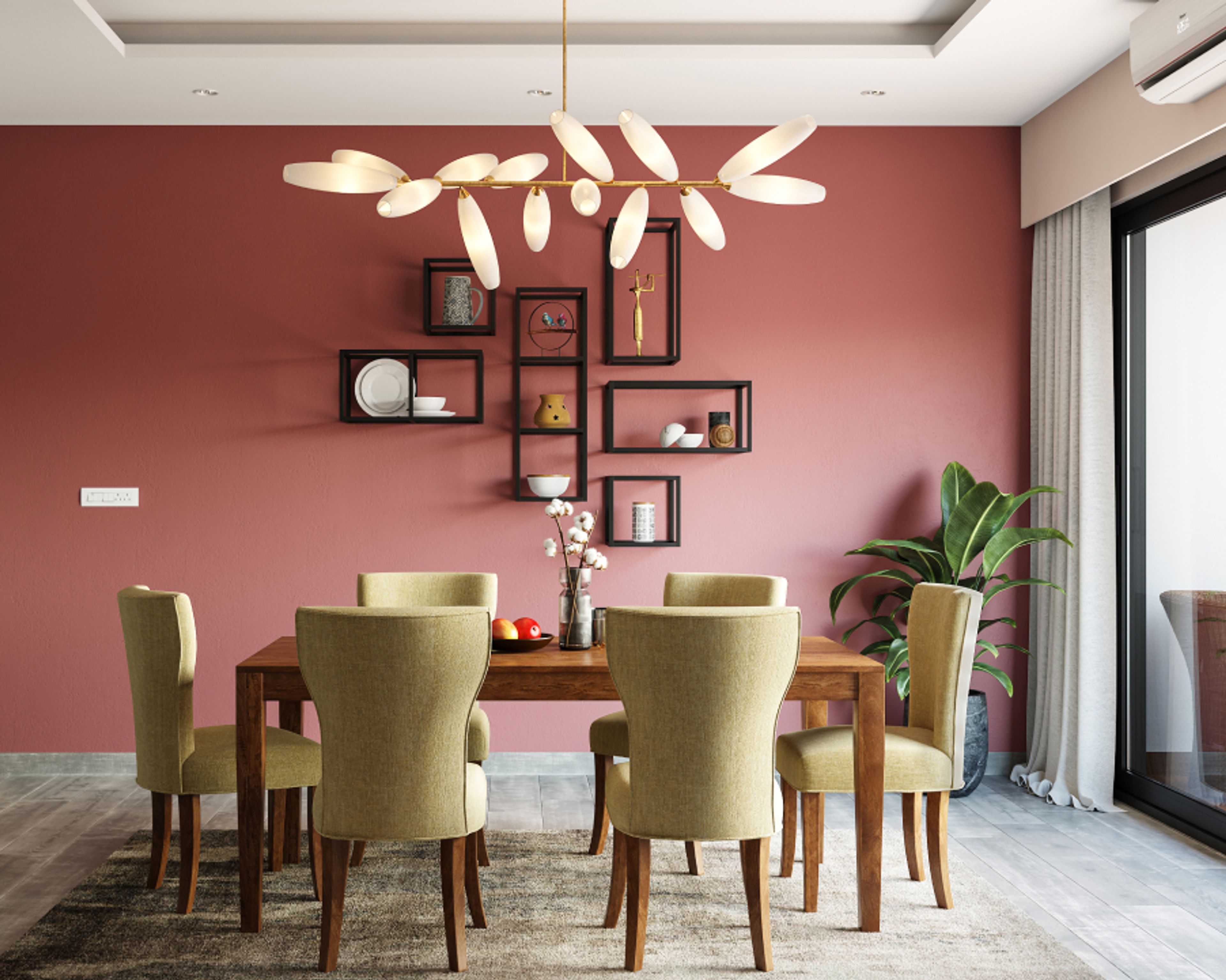Contemporary Red Wall Paint Design For Dining Rooms