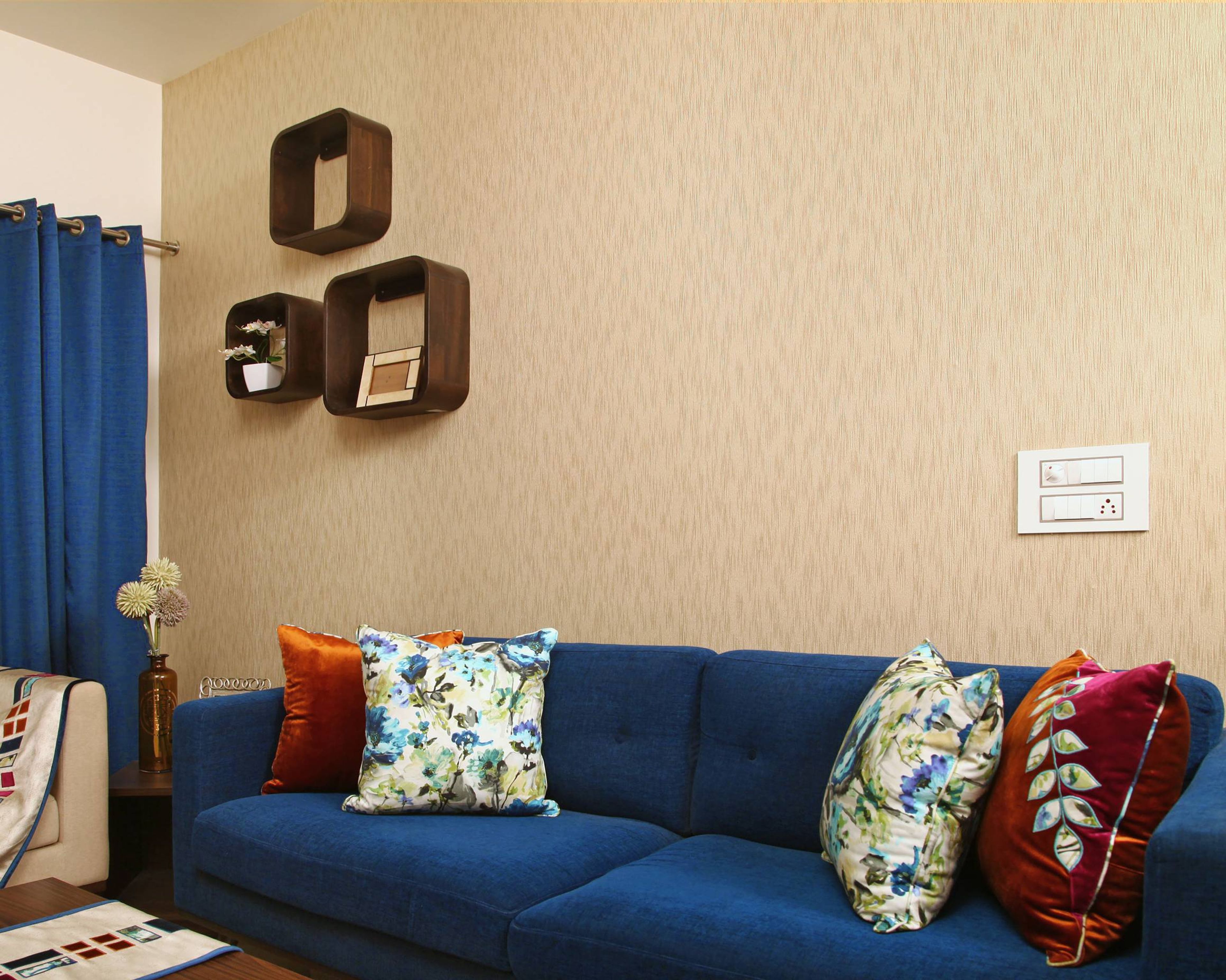 Modern Beige Living Room Wallpaper Design