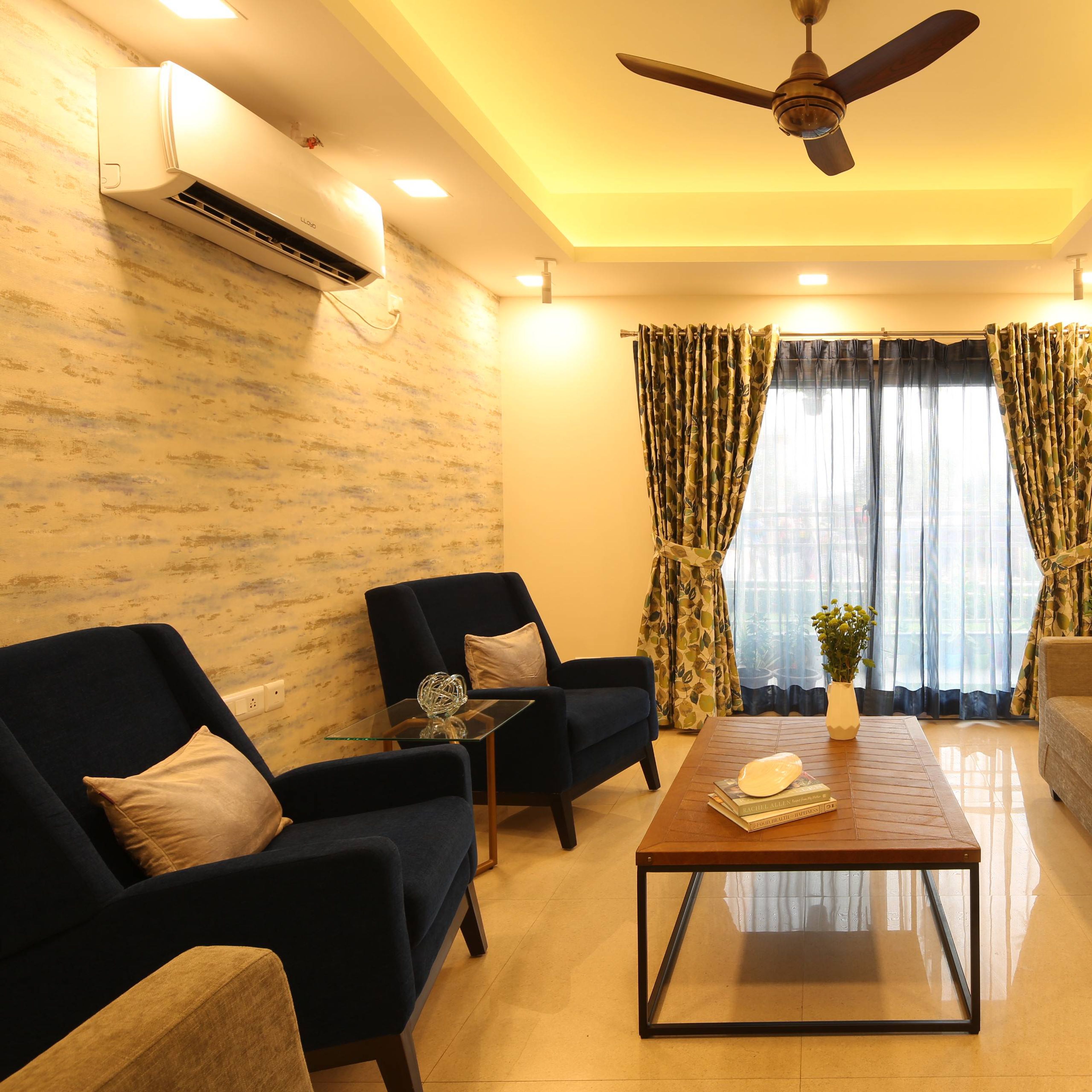 Modern Grey Living Room Wallpaper Design With A Textured Finish