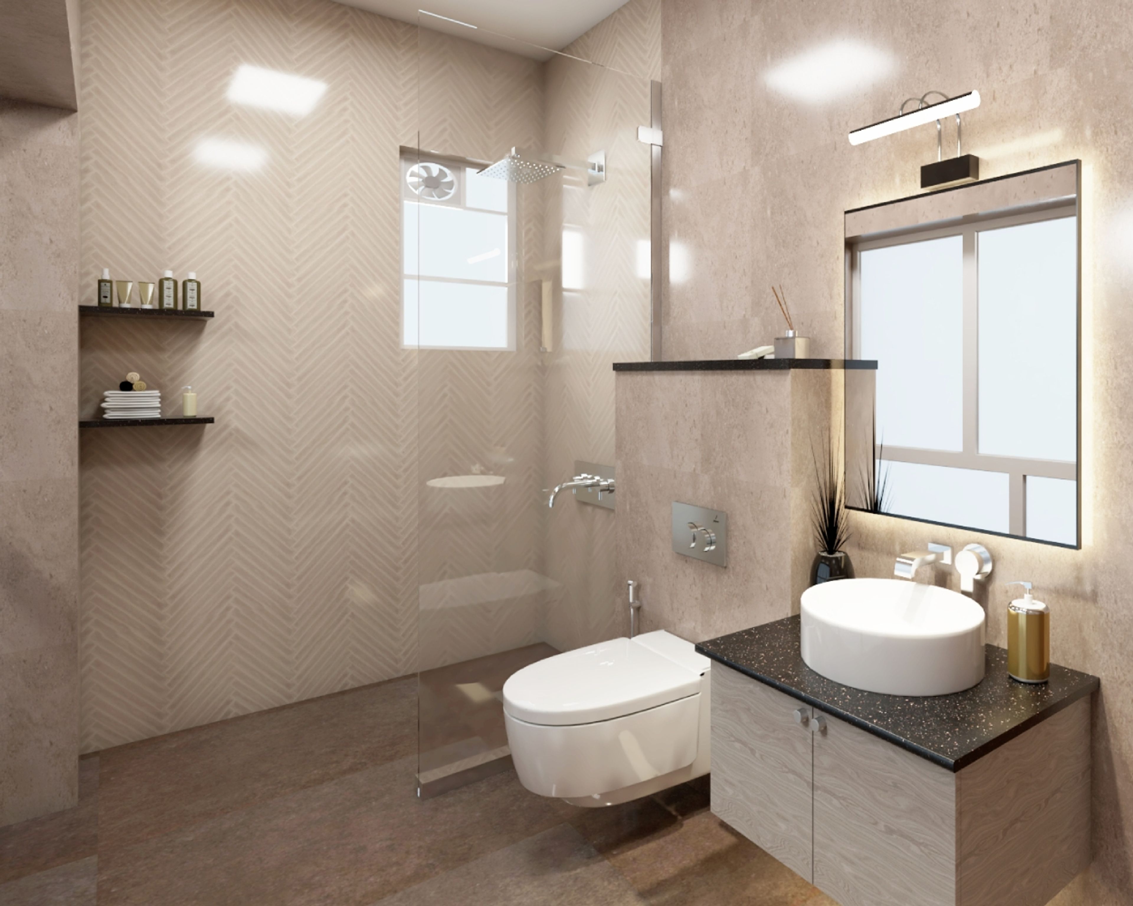 Modern Beige And Brown Small Bathroom Ideas With Granite Bathroom Cabinet