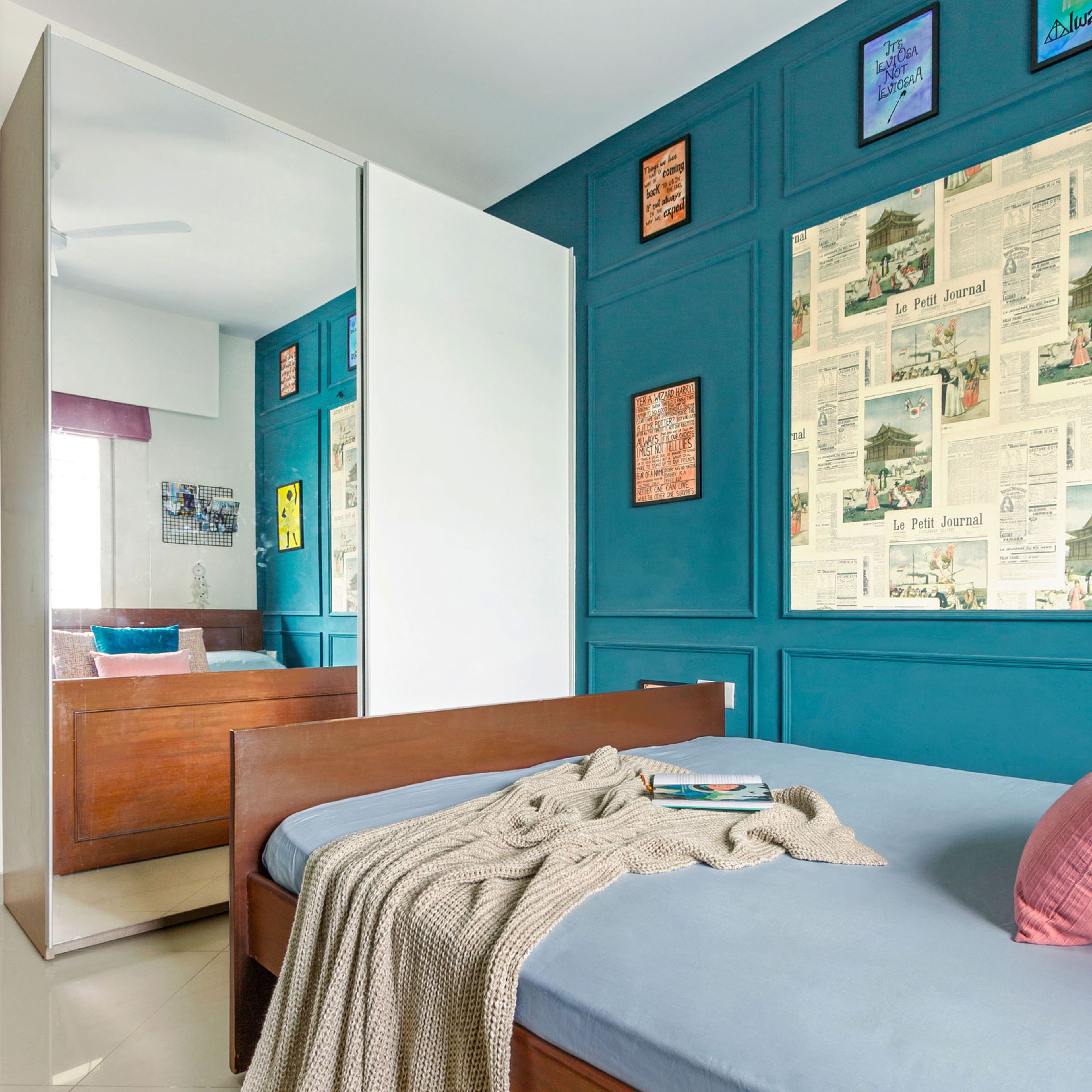 2-Door White Sliding Wardrobe With Mirror For Kids Bedroom - Livspace