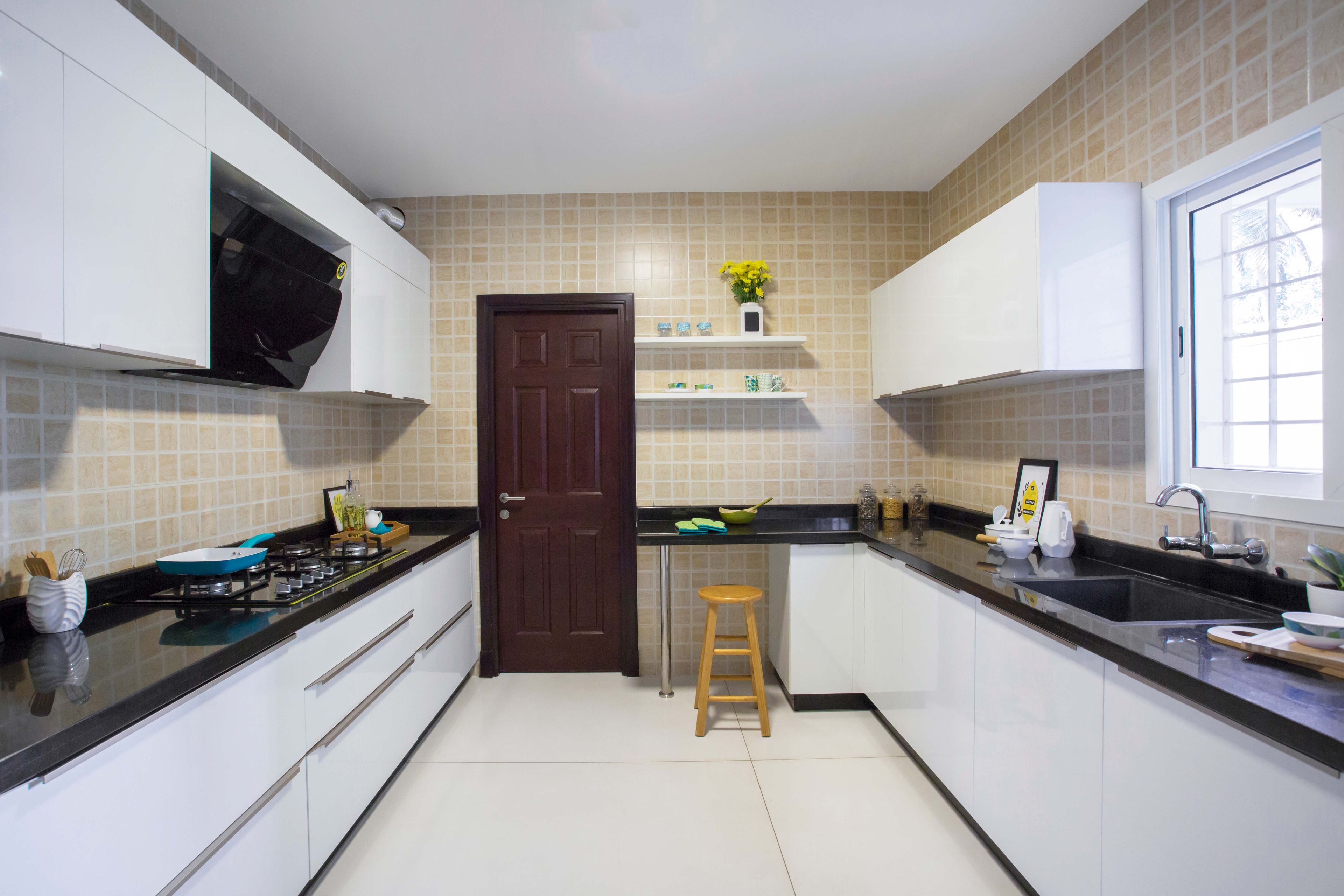 Parallel White Modular Kitchen Design