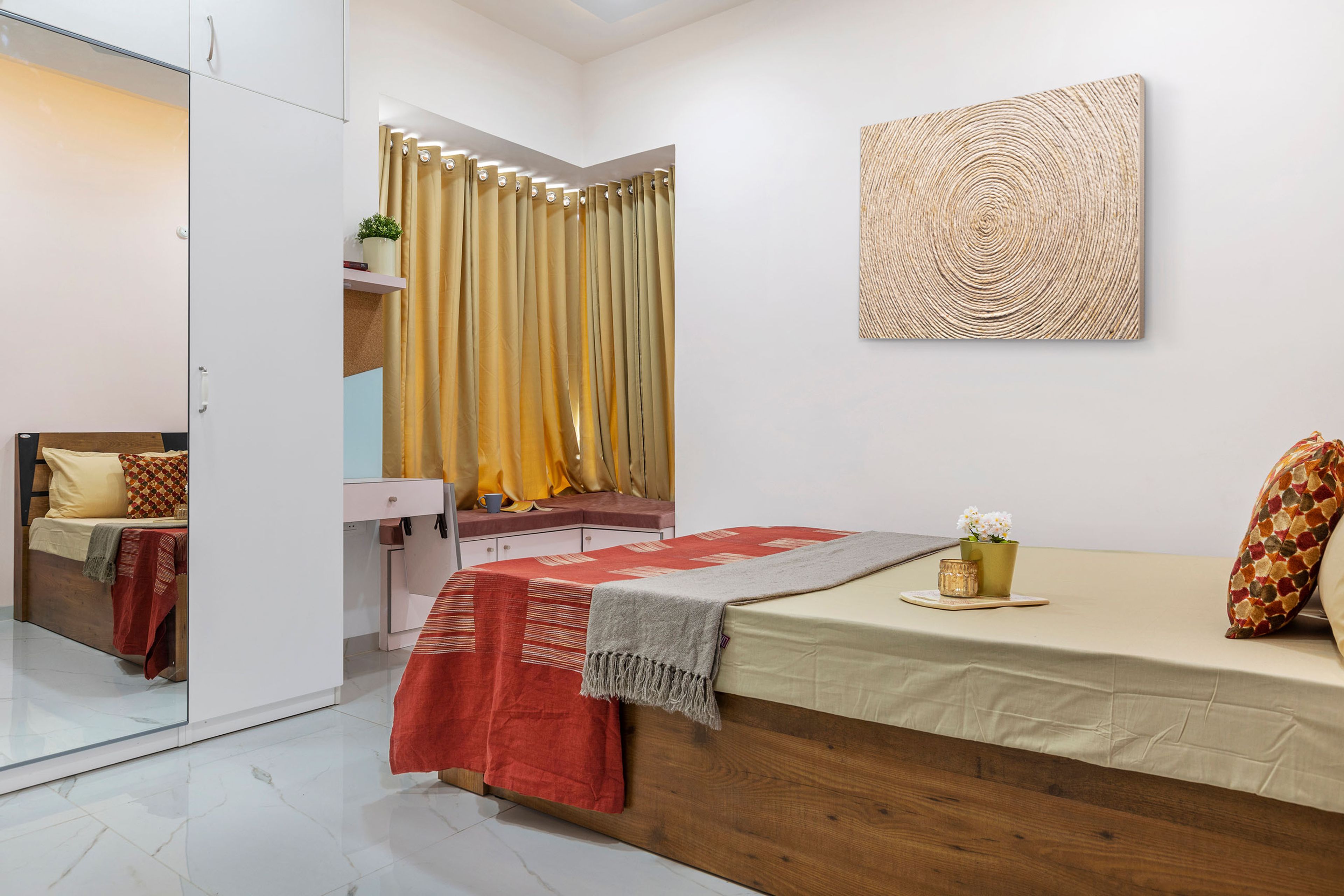 Guest Bedroom Design with Swing Wardrobe