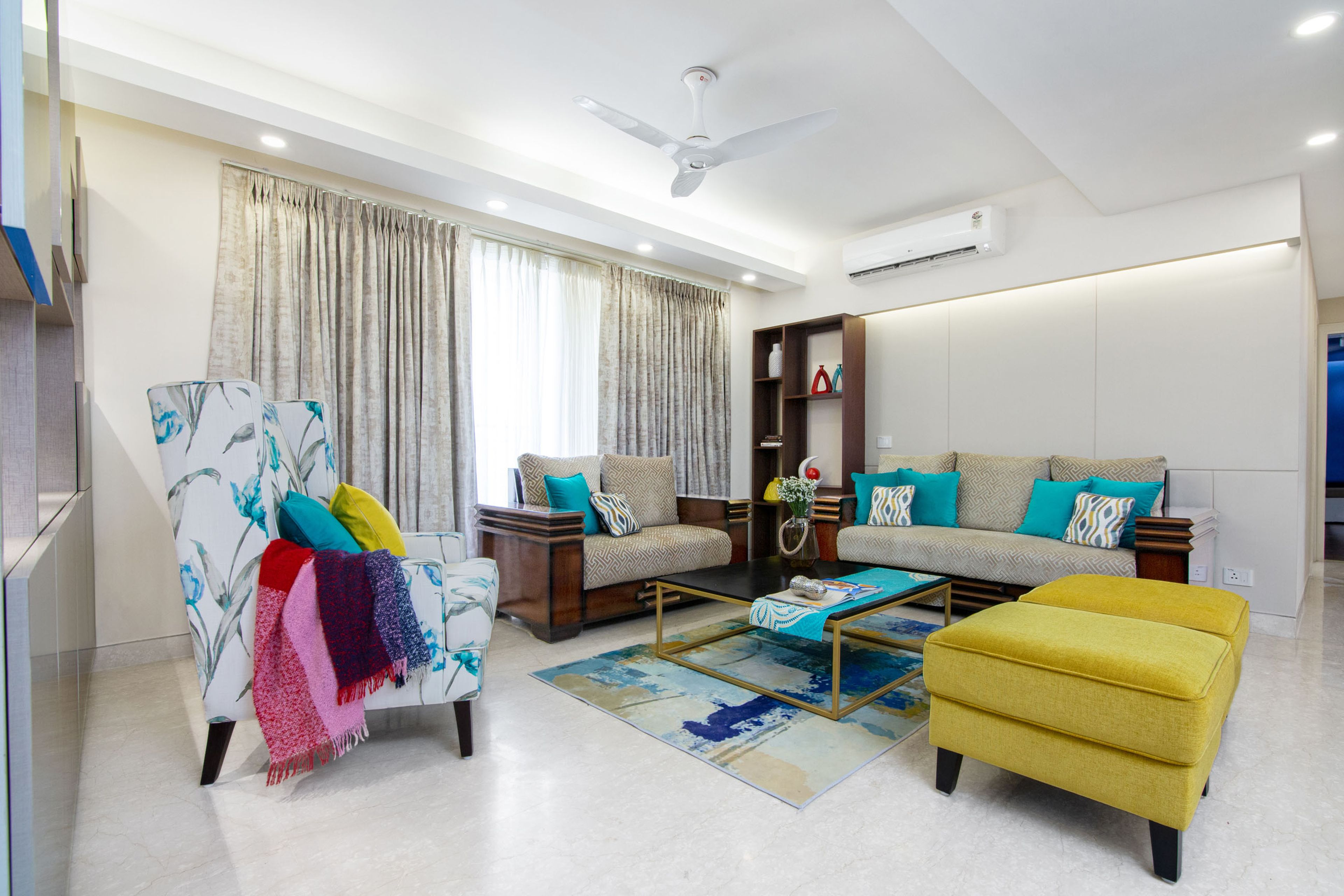 Living Room Design with Beige Sofas