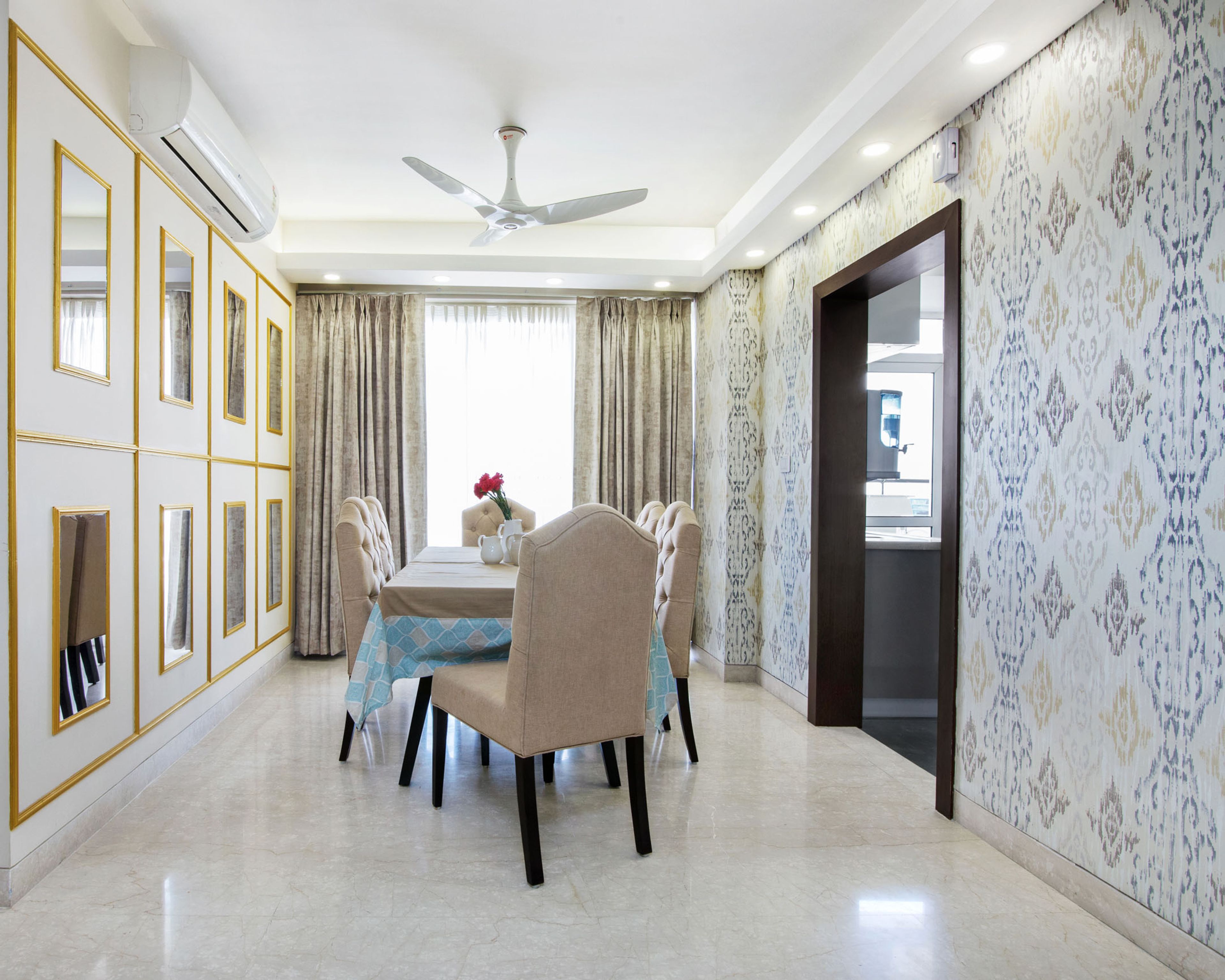 6-Seater Beige Dining Room Design