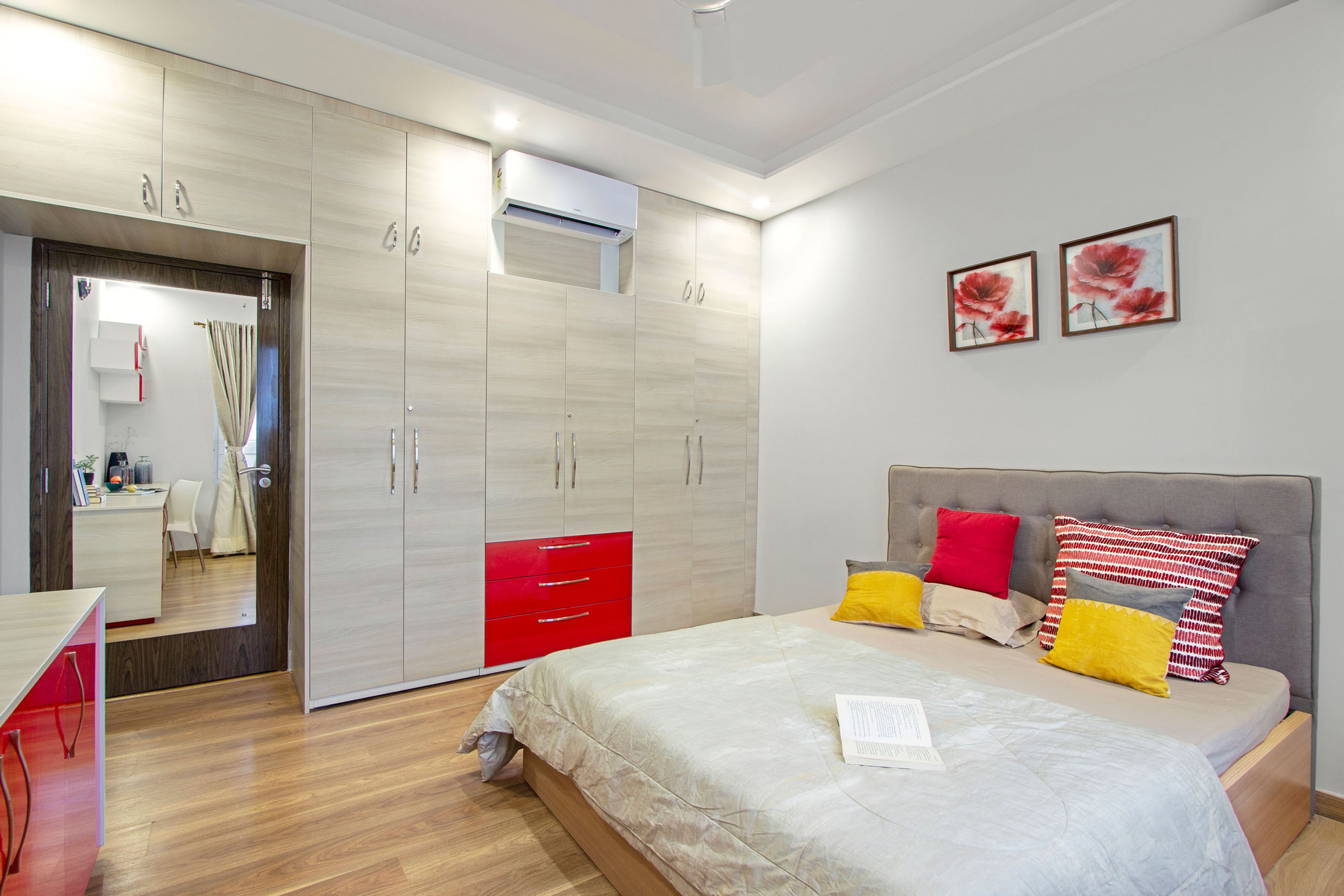 Guest Bedroom Design with Swing Wardrobe