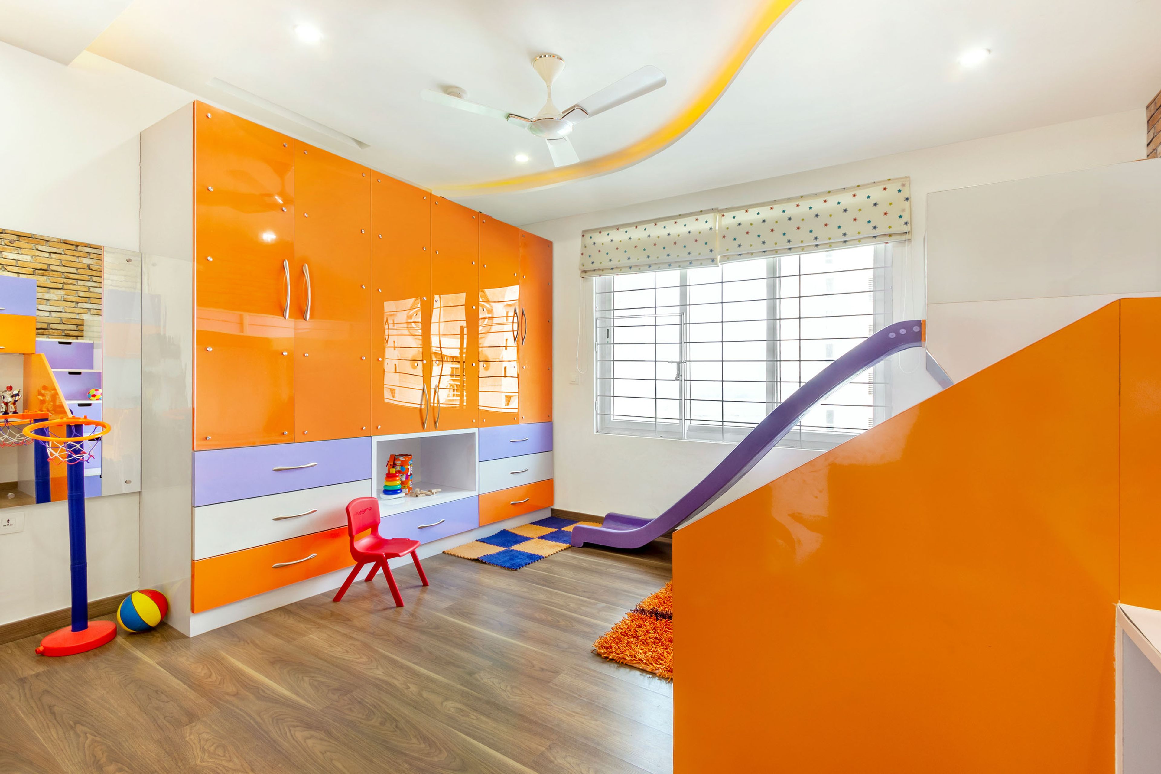 Kids Bedroom Design with 6-Door Swing Wardrobe