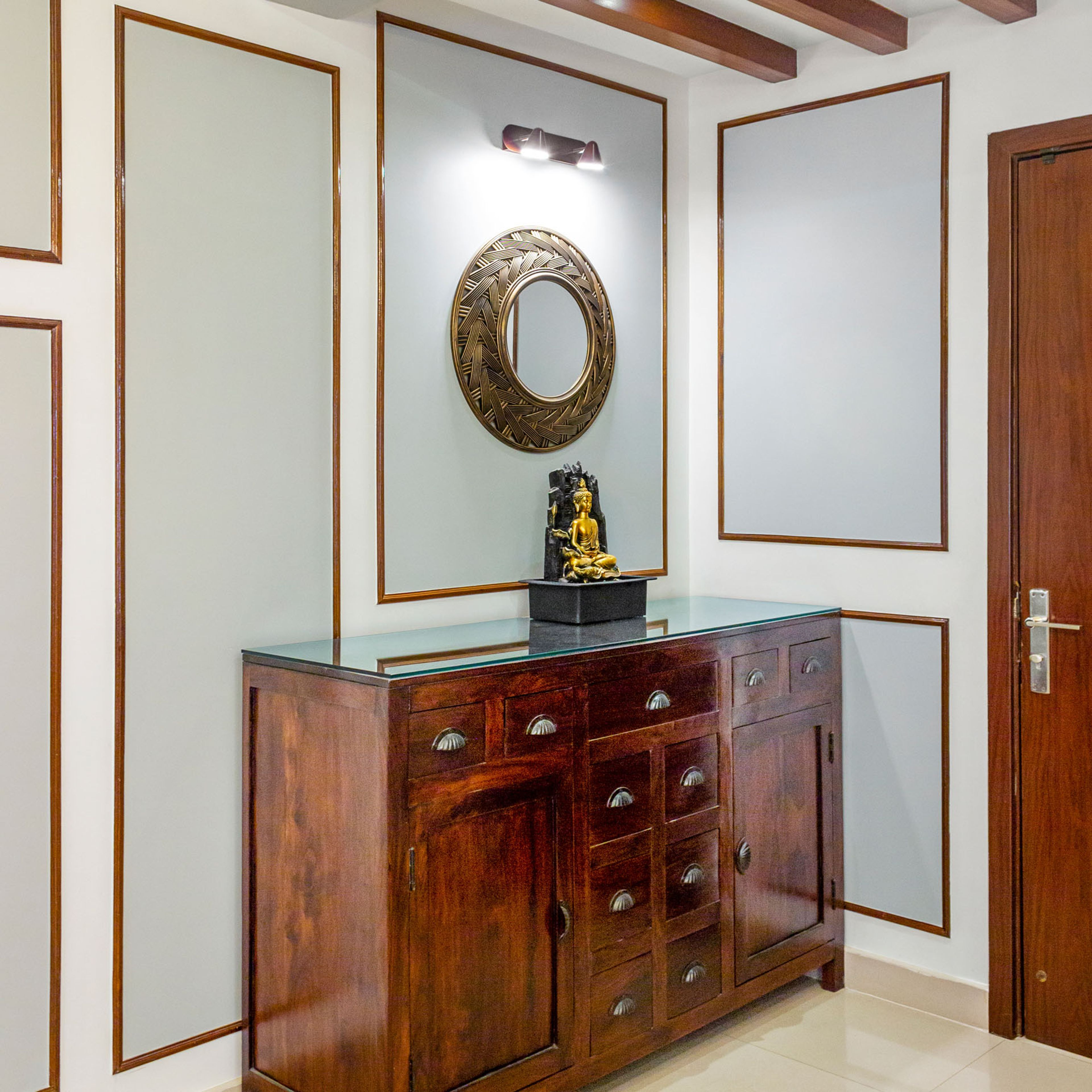 Foyer Design with Wooden Cabinet