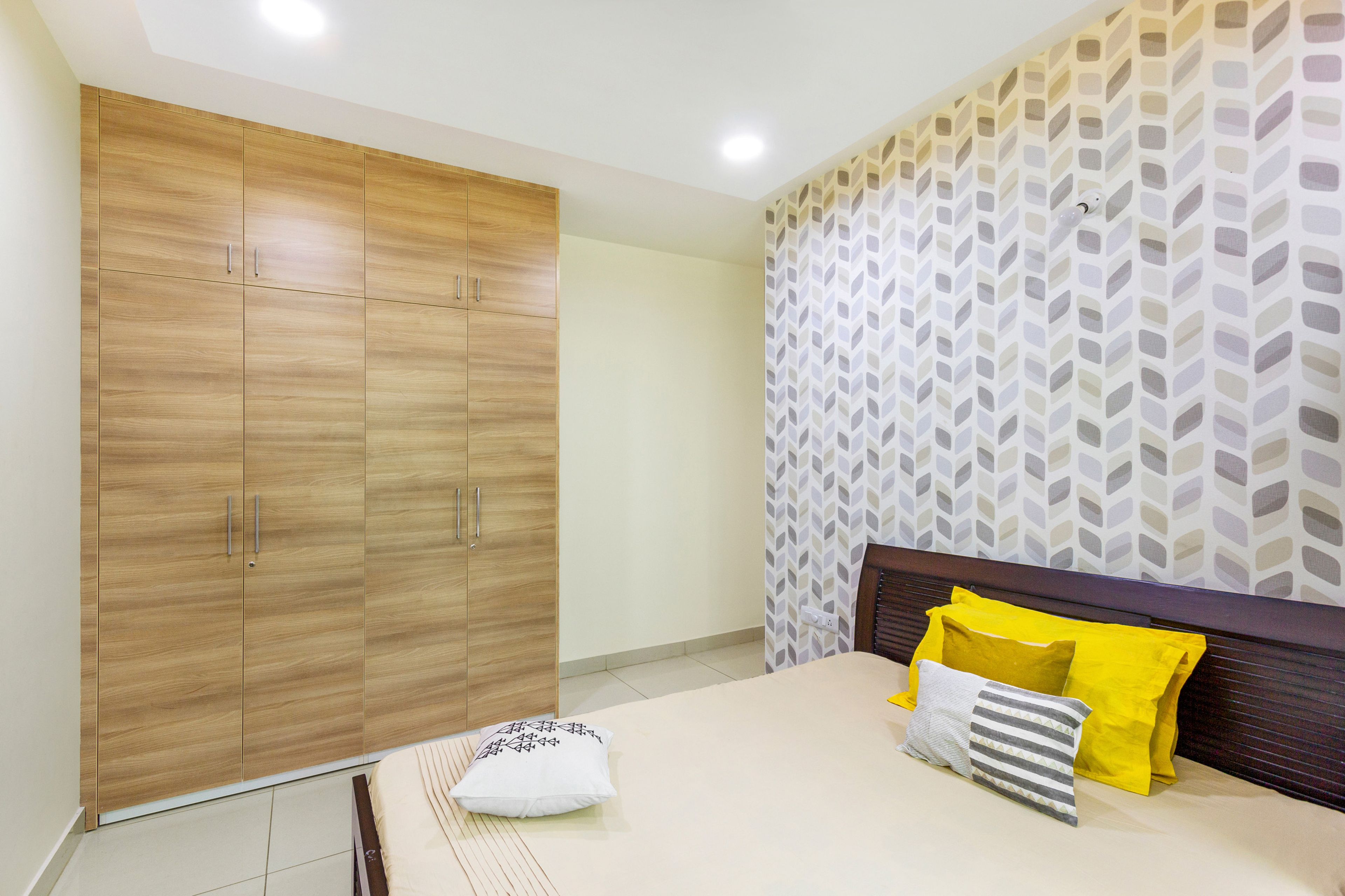 Modern Kids Room Design With Abstract Multicoloured Wallpaper