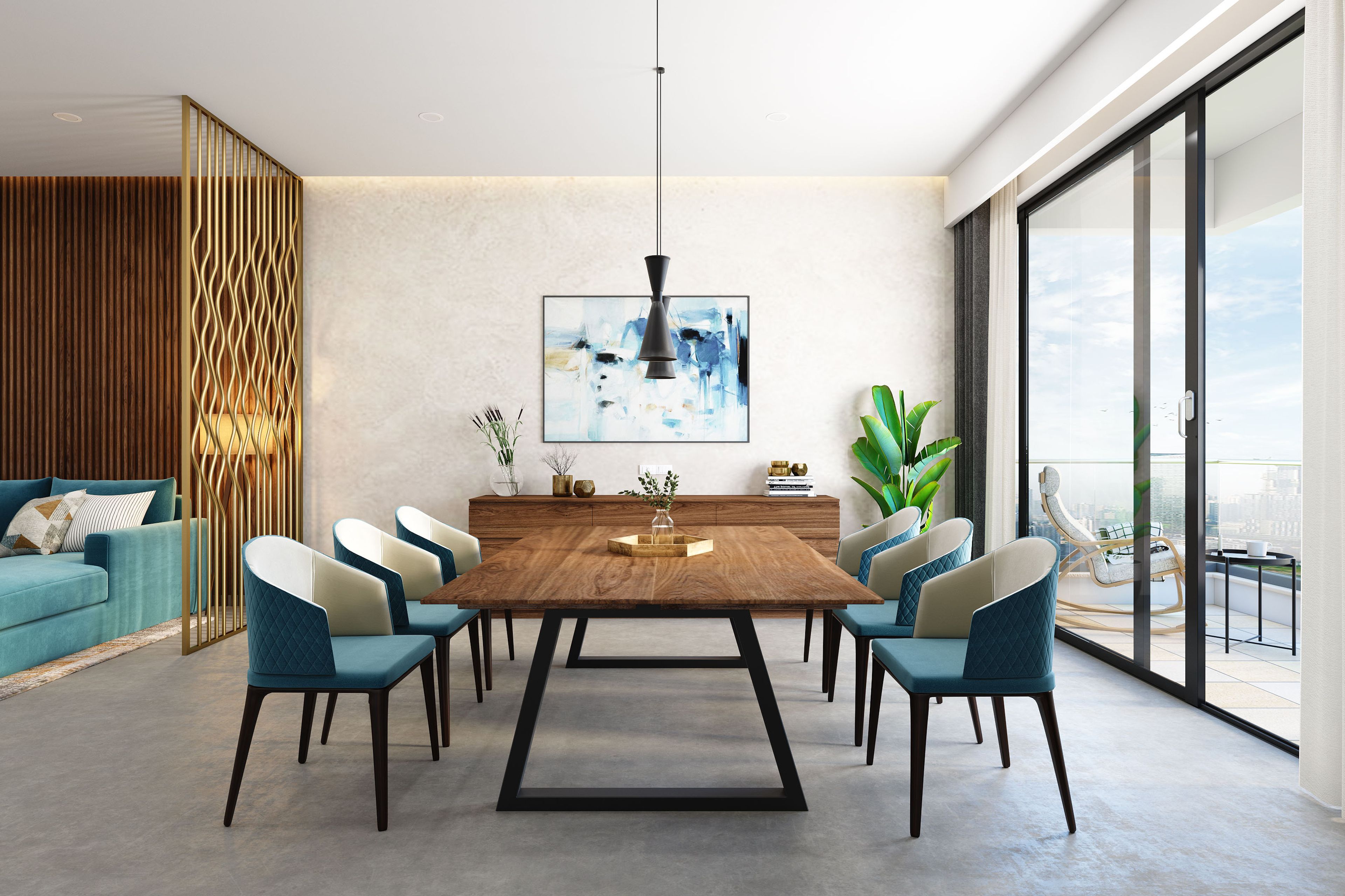 Modern Seamless Grey Flooring Design For Dining Rooms