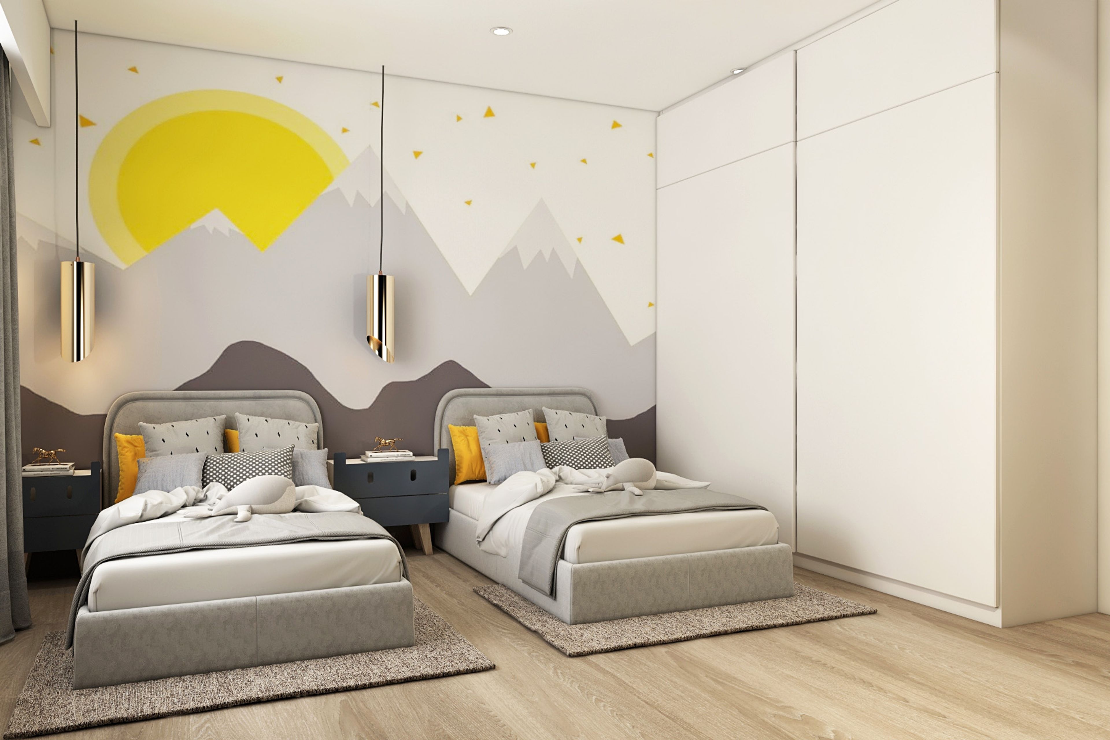 Contemporary Rectangular Light Brown Flooring Design For Kids Bedrooms